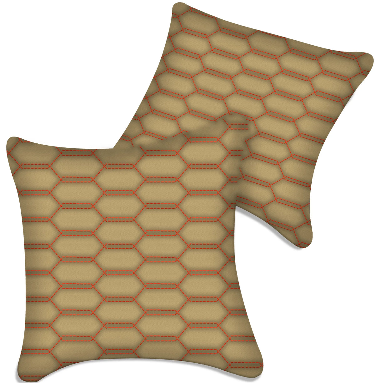 Customizable Beige Leather Pillows Set of 2 for All Vehicles