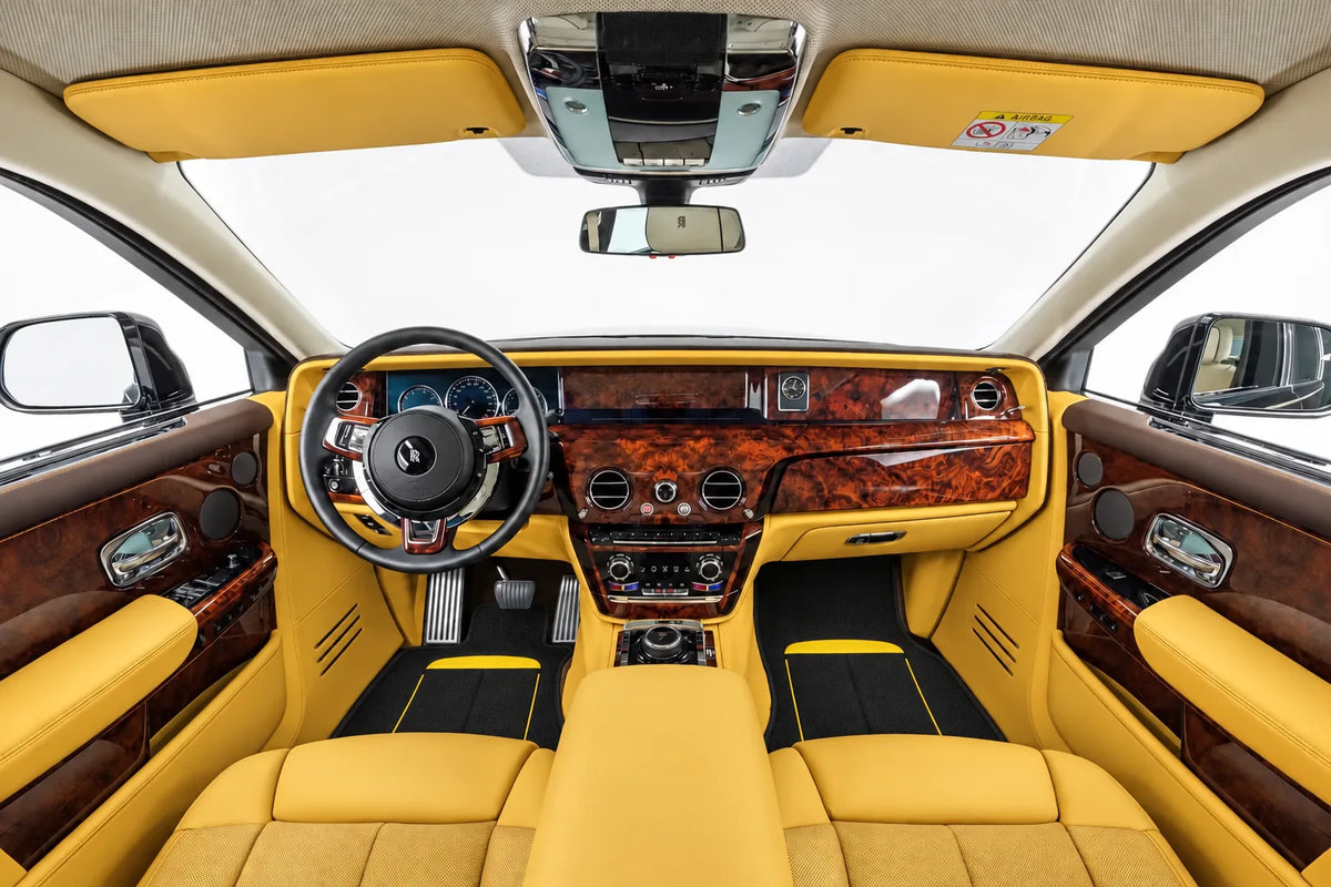 Customizable Leather Floor Mats with AW31 Pattern for Rolls Royce Phantom VIII (2017-2024) inside the vehicle