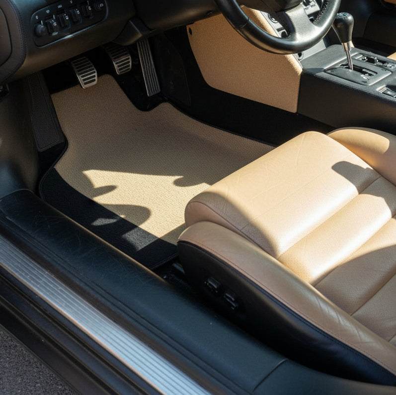 Customizable Leather Floor Mats with Square Pattern for Lamborghini Diablo (1990-2001) - AutoWin