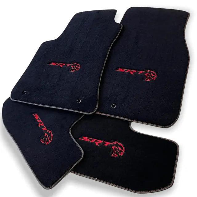 Floor Mats For Dodge Challenger Srt 2011-2021 With Emblem Tailored Black Carpets - AutoWin