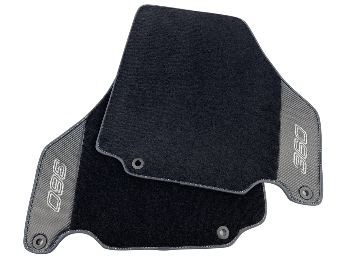 Floor Mats For Ferrari 360 Modena 1999-2005 Black With Carbon Fiber Leather - AutoWin