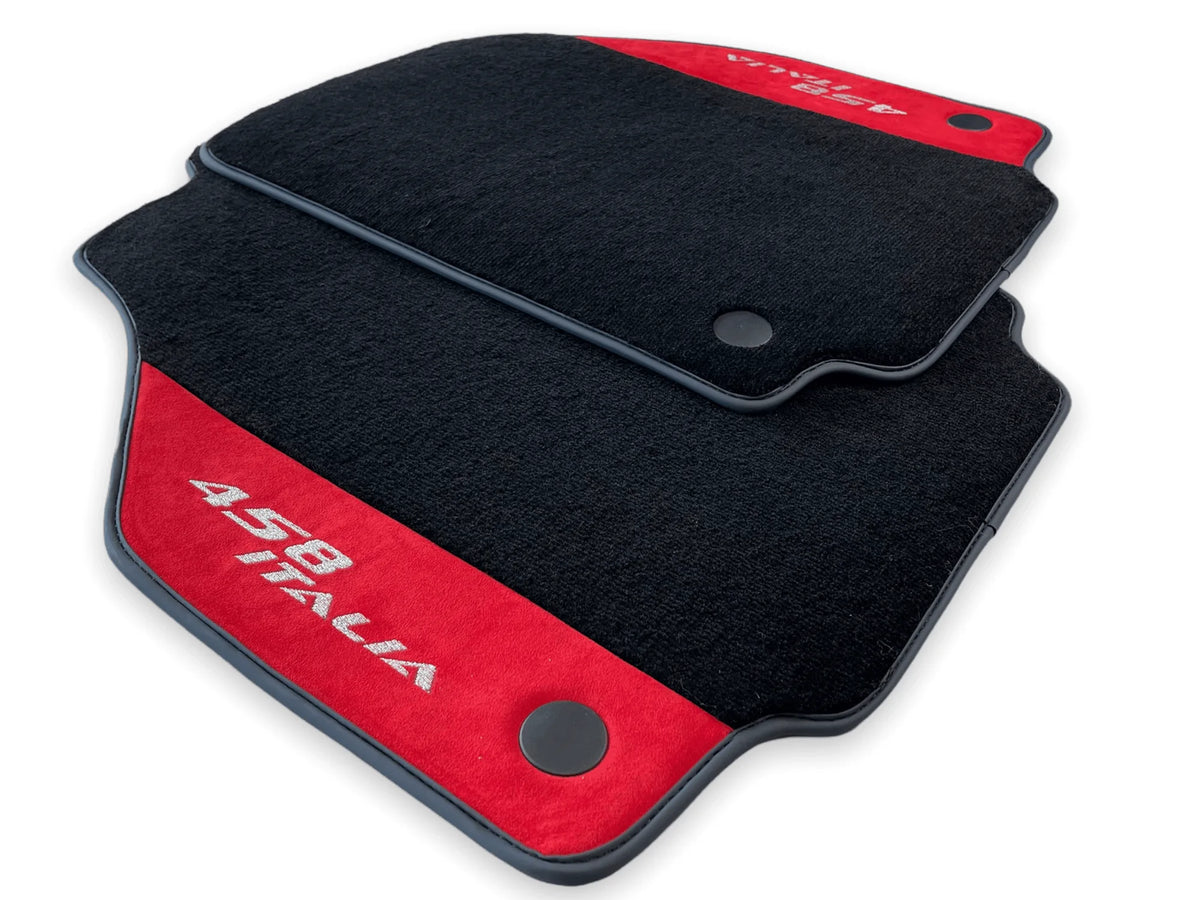 Floor Mats For Ferrari 458 Italia 2009-2015 Red Alcantara Leather - AutoWin