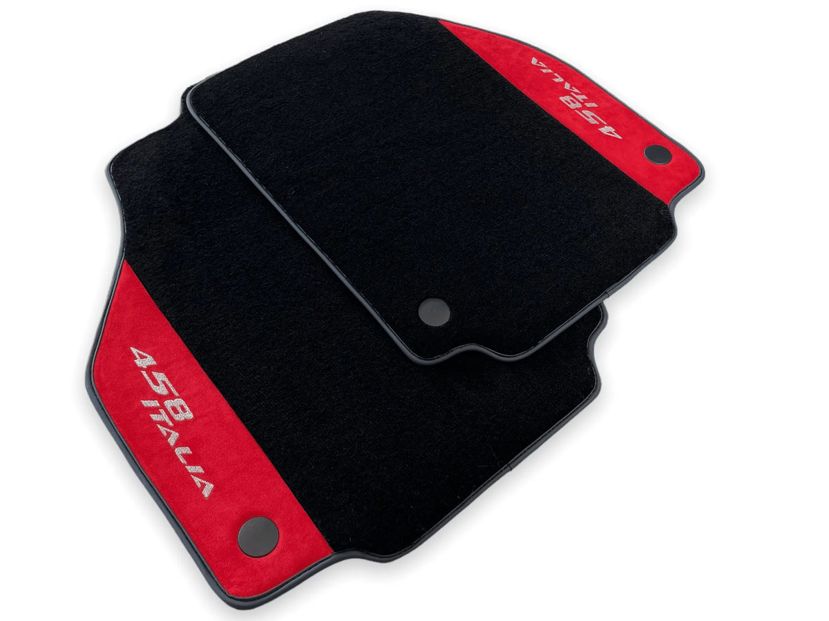 Floor Mats For Ferrari 458 Italia 2009-2015 Red Alcantara Leather - AutoWin