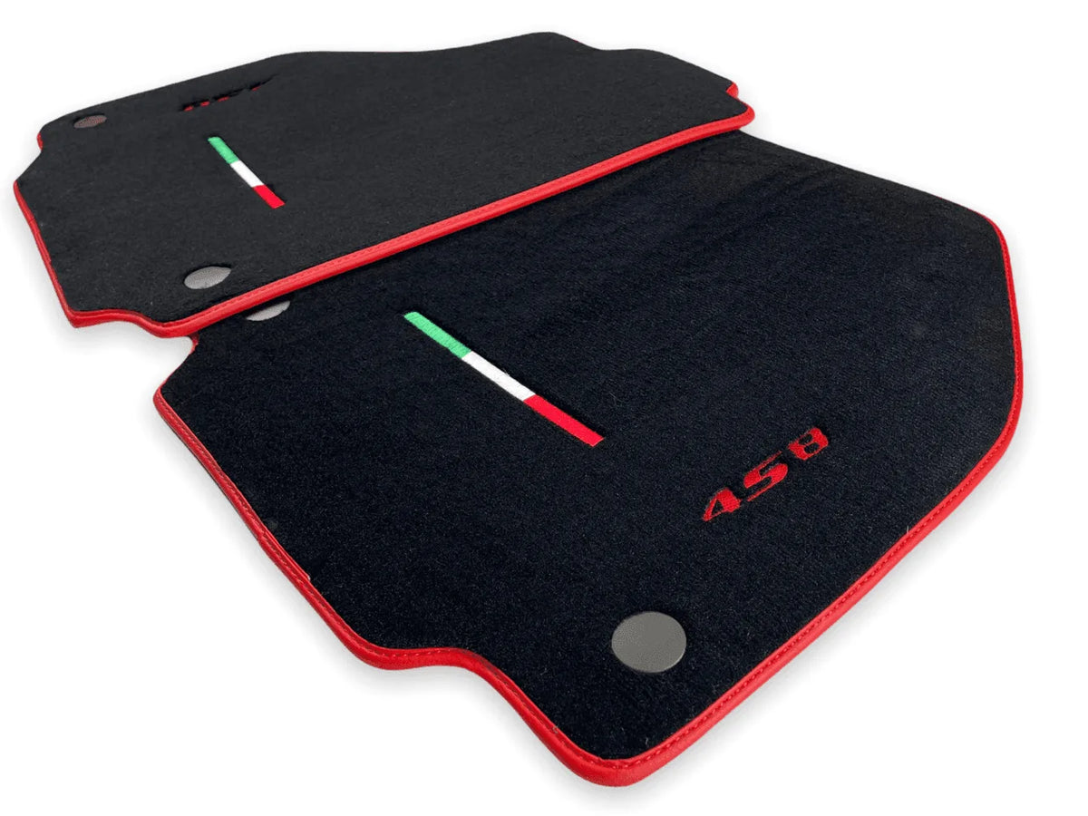 Floor Mats For Ferrari 458 Italia (2009-2015) Red Trim - AutoWin