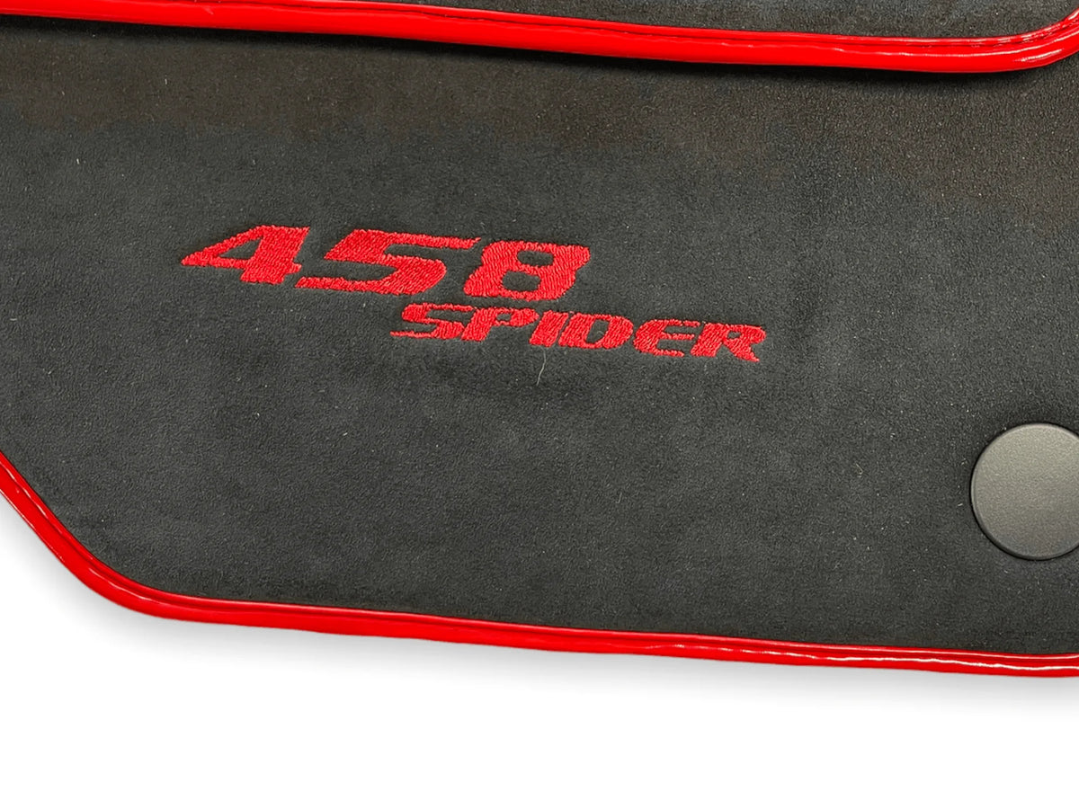 Floor Mats For Ferrari 458 Spider (2012-2015) Alcantara Leather Red Trim - AutoWin