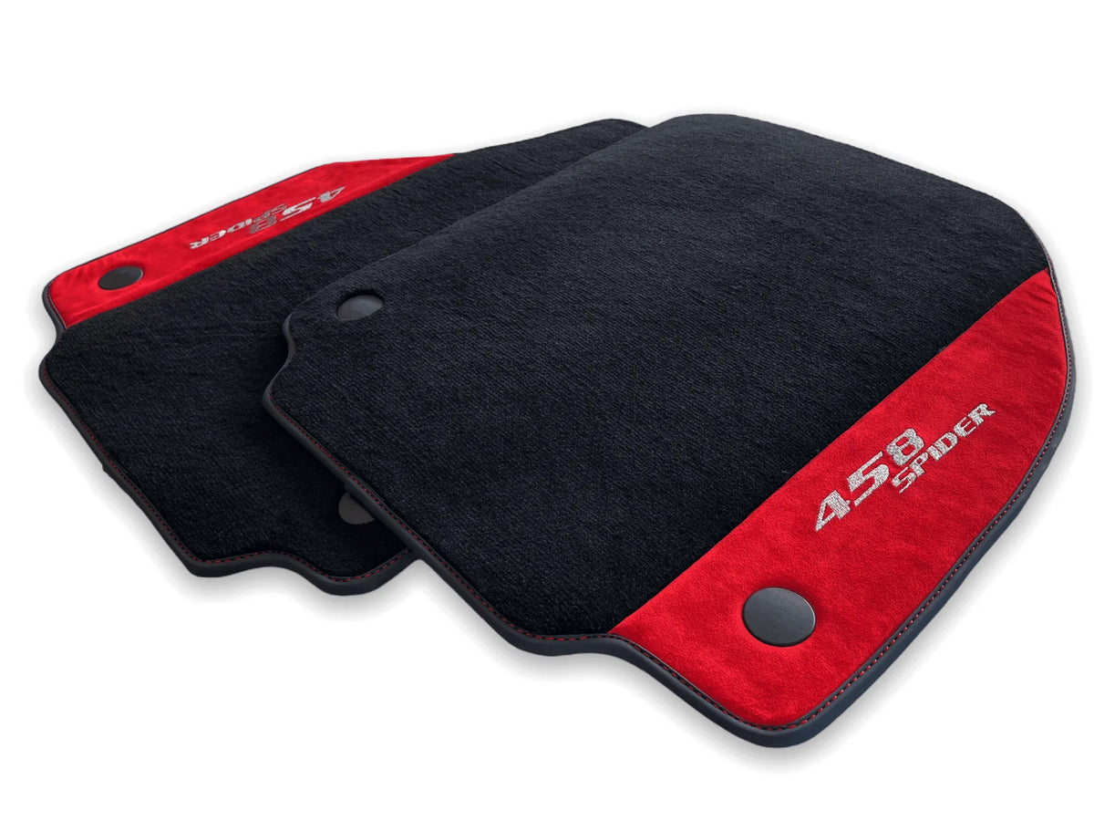 Floor Mats For Ferrari 458 Spider 2012-2015 Red Alcantara Leather - AutoWin