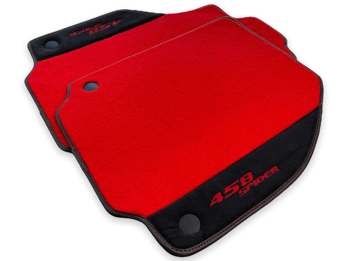 Floor Mats For Ferrari 458 Spider 2012-2015 Red Carpet And Alcantara Leather - AutoWin