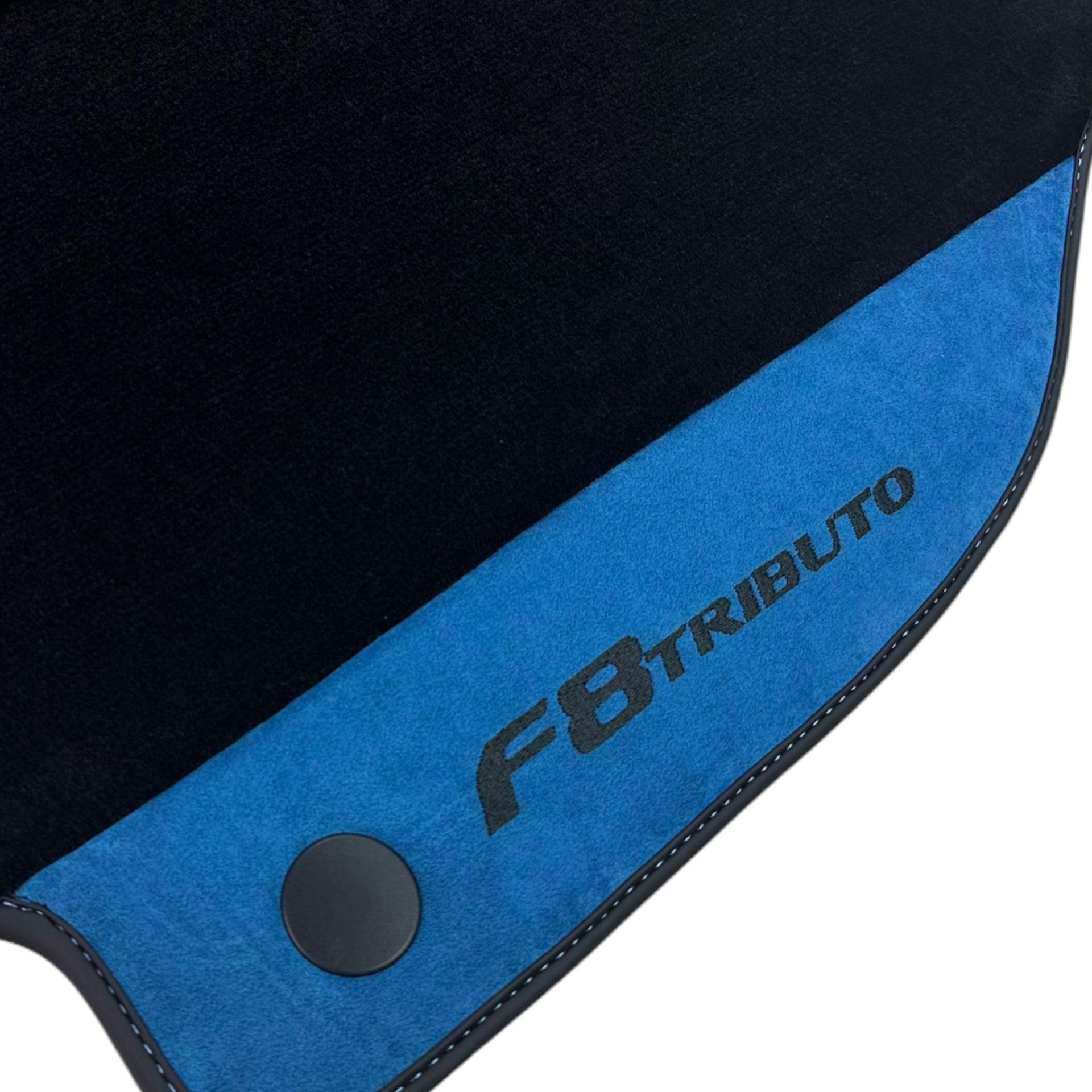 Floor Mats For Ferrari F8 Tributo 2019-2022 With Blue Alcantara Leather - AutoWin