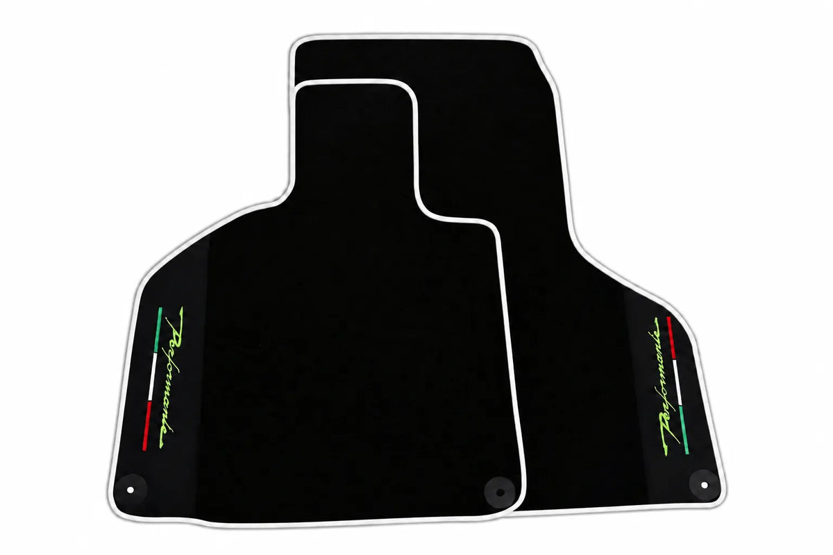 Floor Mats for Lamborghini Huracan Perfomante with Alcantara Leather | Various Trim Colors White trim