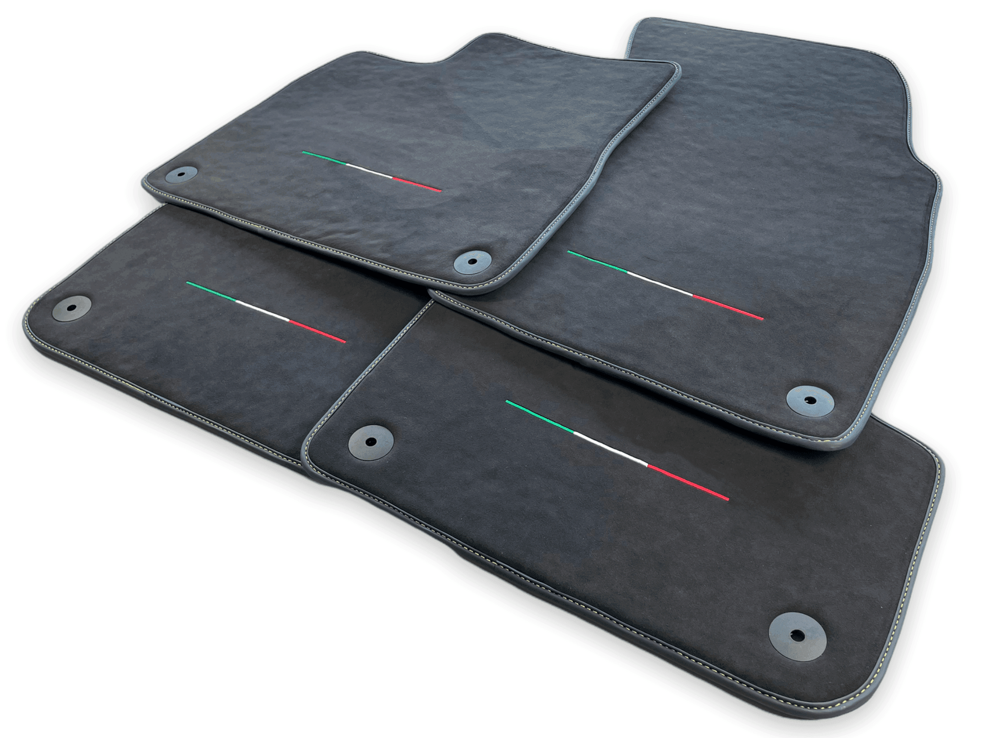 Floor Mats For Lamborghini Urus Alcantara Leather With Yellow Stitching - AutoWin