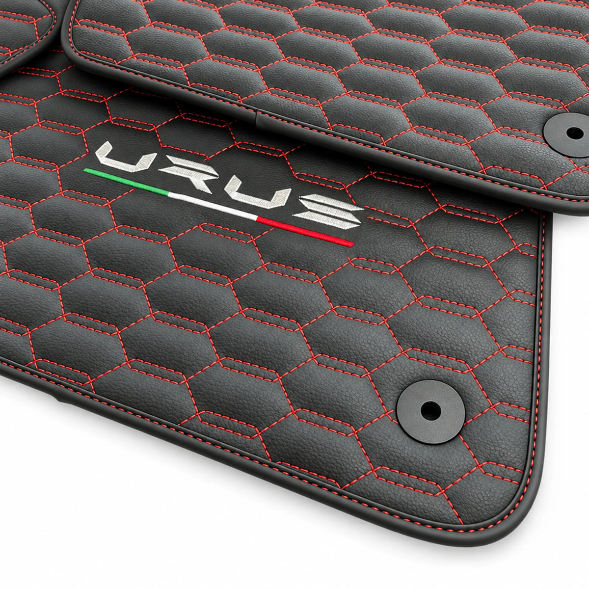 Floor Mats For Lamborghini Urus Leather Red Stitching - AutoWin
