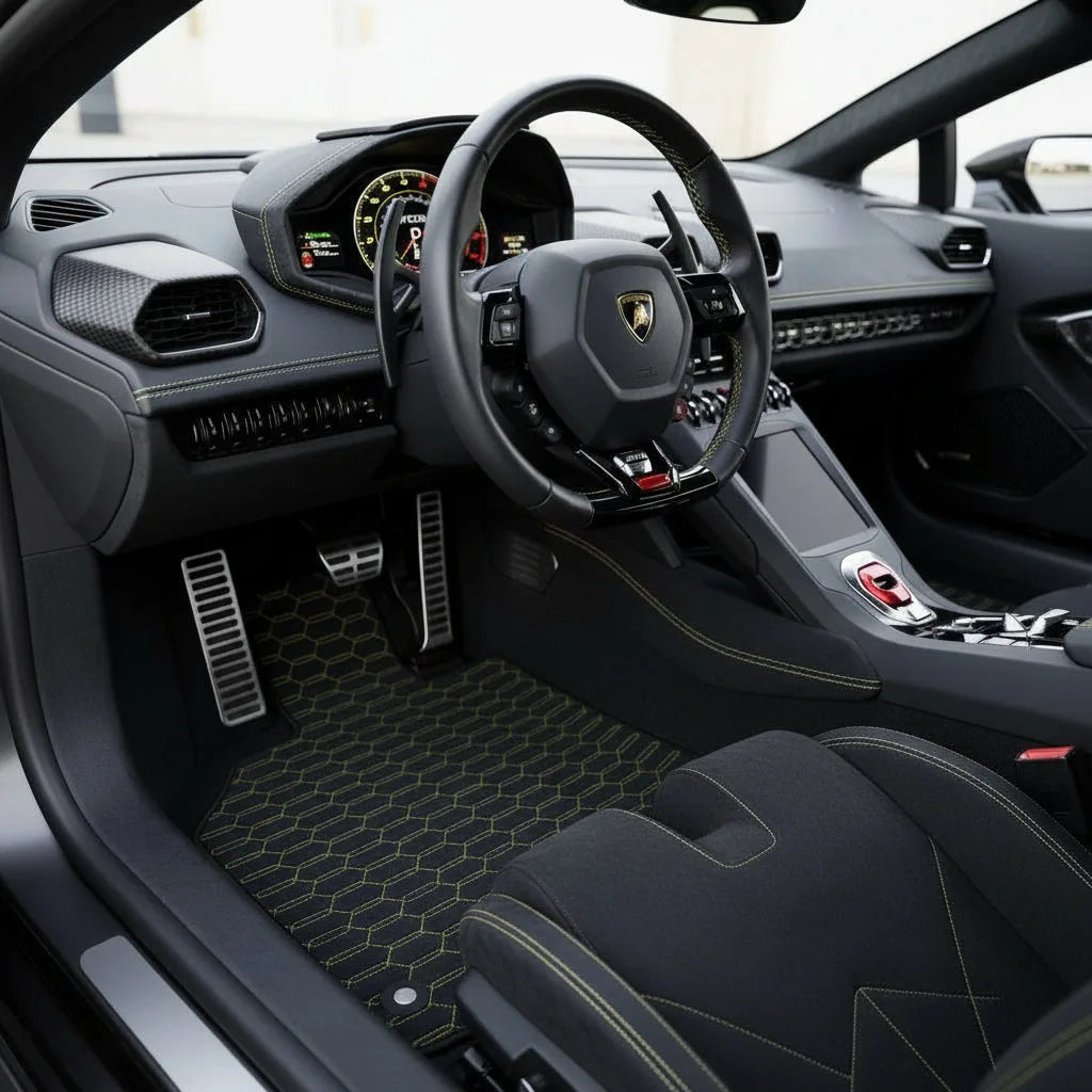 Interior look of floor mats for Lamborghini Huracan EVO (2019-2024)