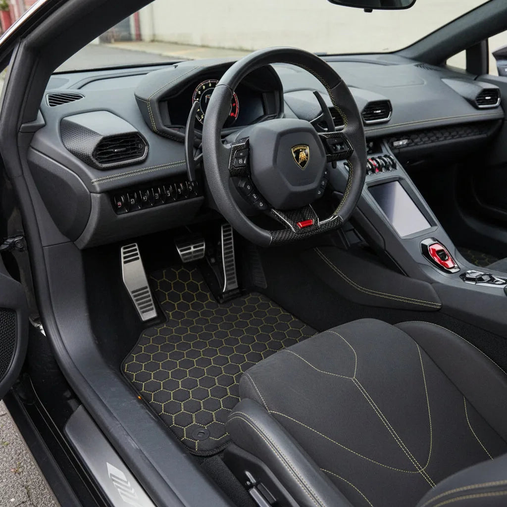 Interior look of floor mats for Lamborghini Huracan EVO (2019-2024)