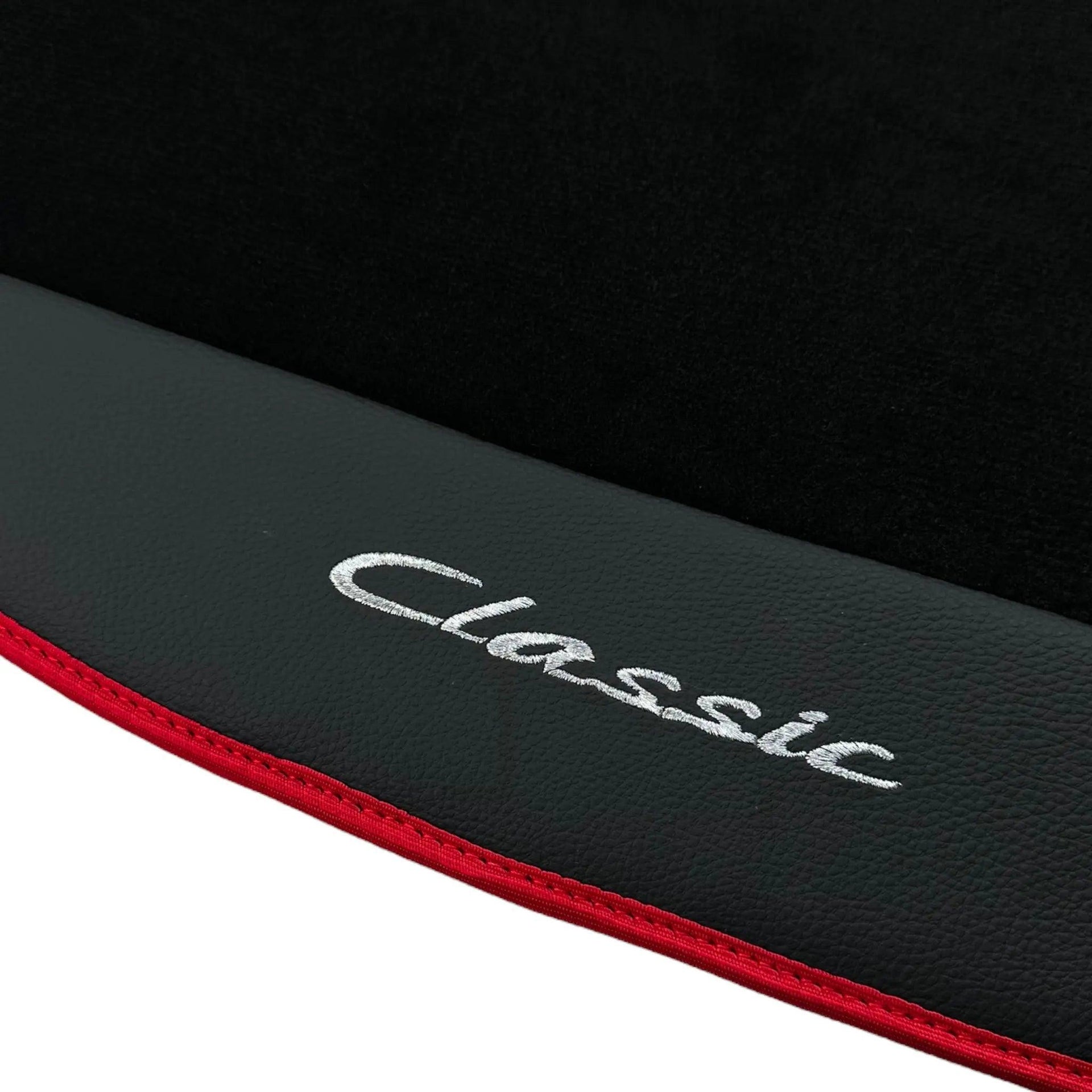 Leather Floor Mats for Porsche Classic 911 (1963-1989) with Red Trim - AutoWin