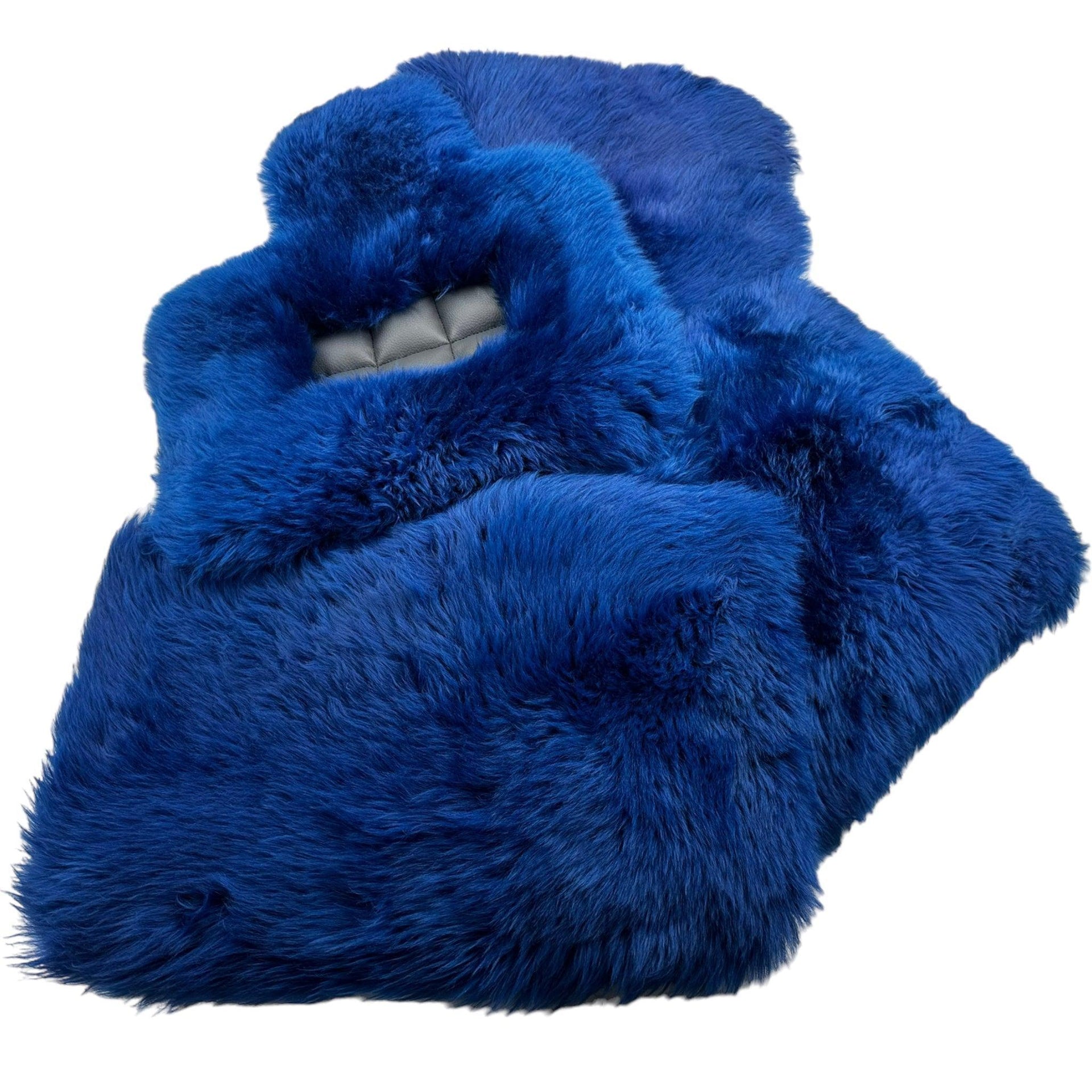 Navy Blue Sheepskin Floor Mats for Rolls Royce Wraith (2013–2023) | ER56 Design - AutoWin