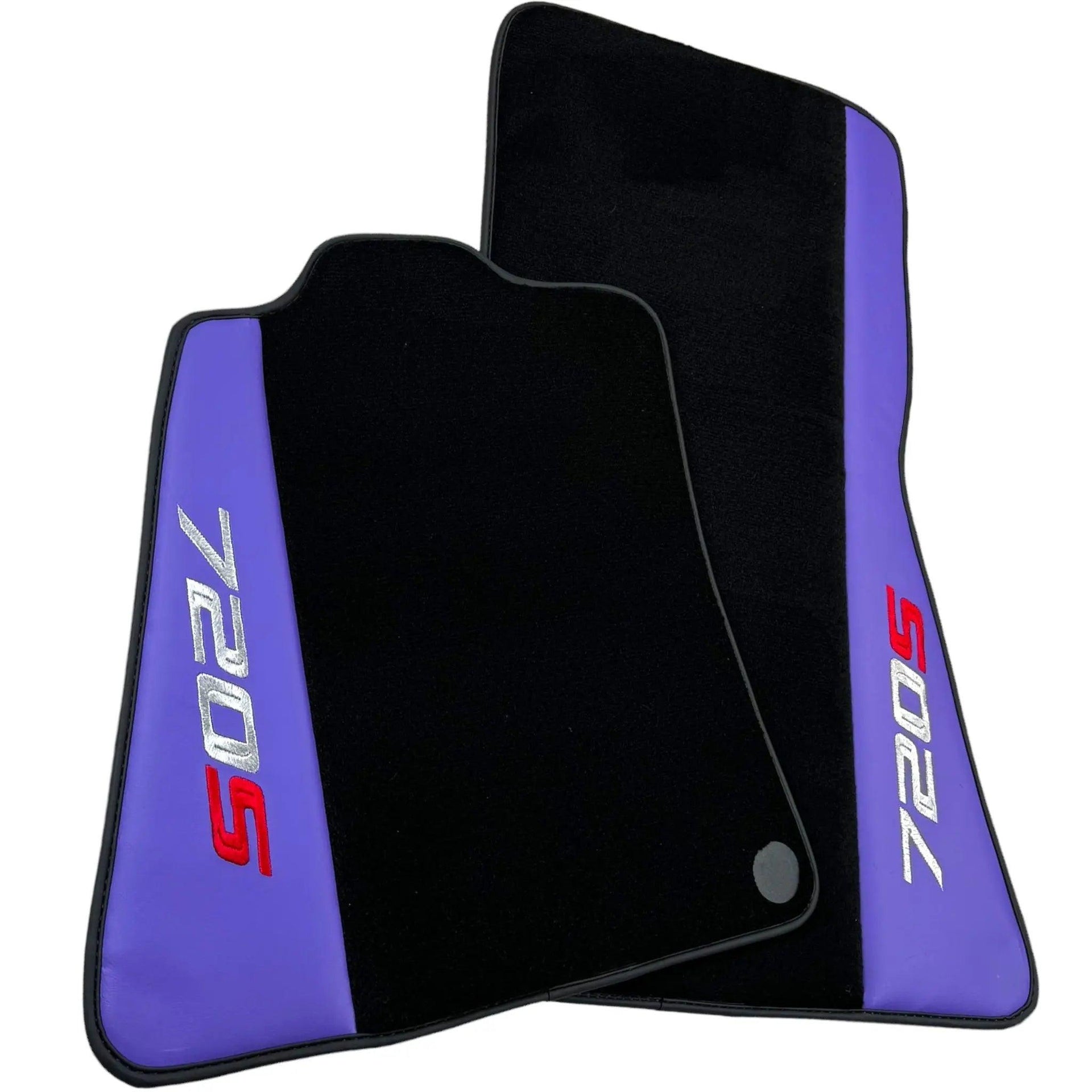 Purple Leather Black Floor Mats for McLaren 720S | Black Trim - AutoWin