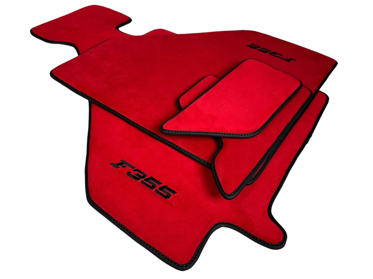 Red Alcantara Floor Mats For Ferrari F355 1994-1999 - AutoWin