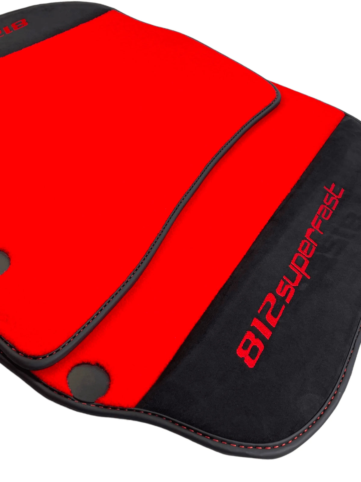 Red Floor Mats For Ferrari 812 Superfast With Alcantara Leather - AutoWin
