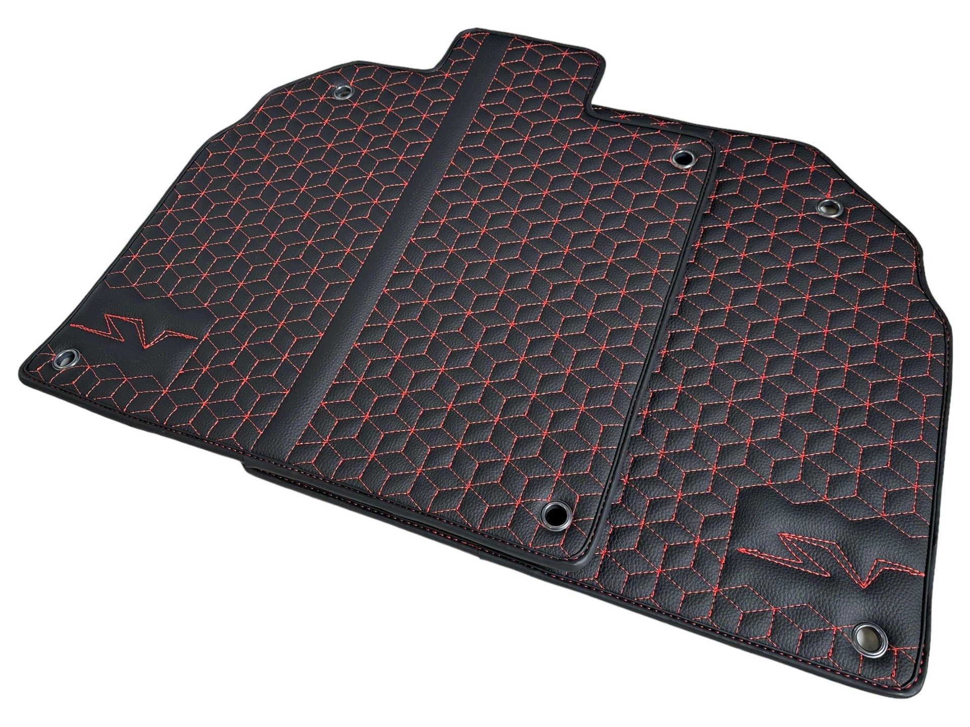 Leather Floor Mats for Lamborghini Aventador SV | Red Stitching - AutoWin