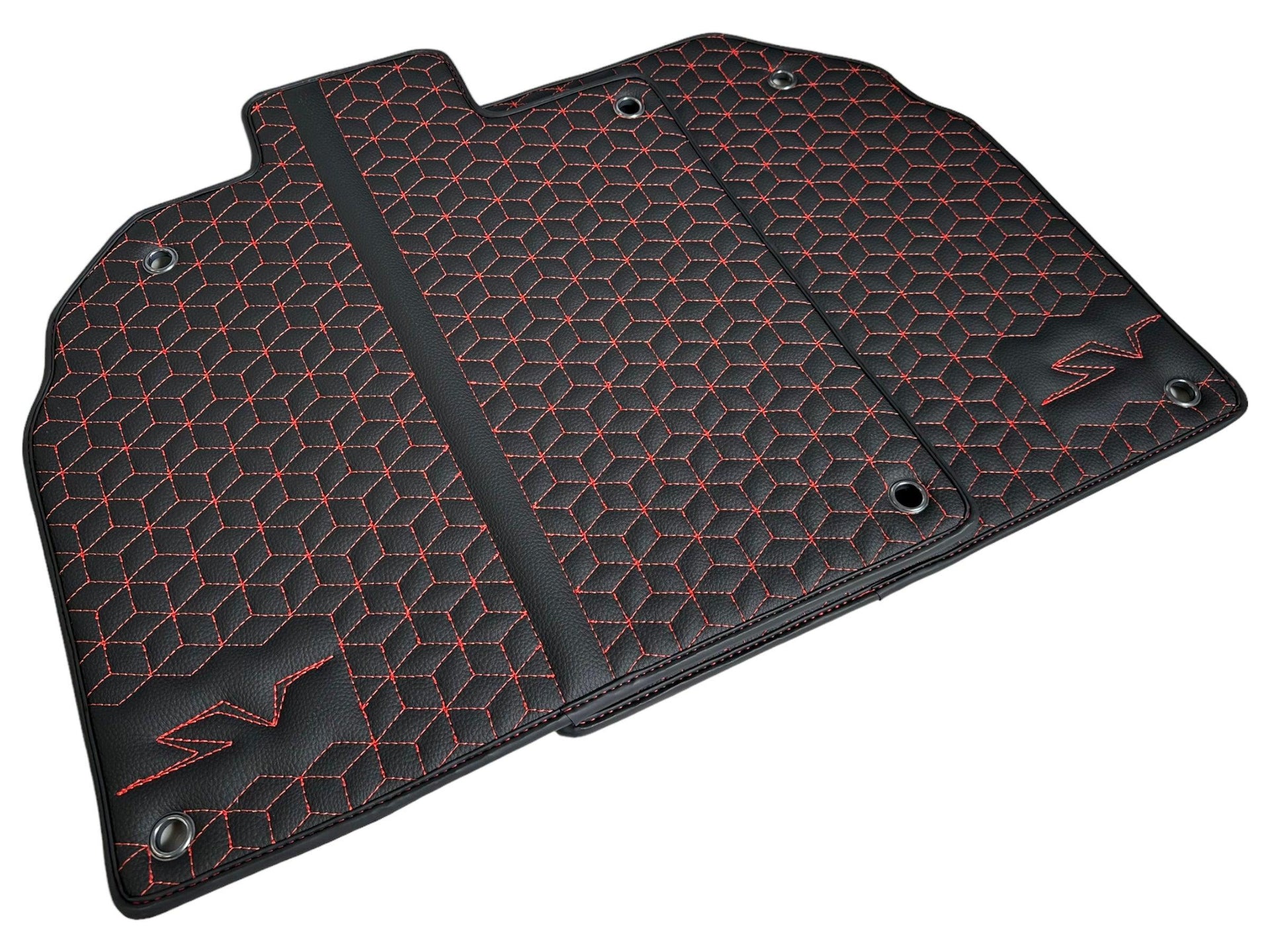 Leather Floor Mats for Lamborghini Aventador SV | Red Stitching - AutoWin