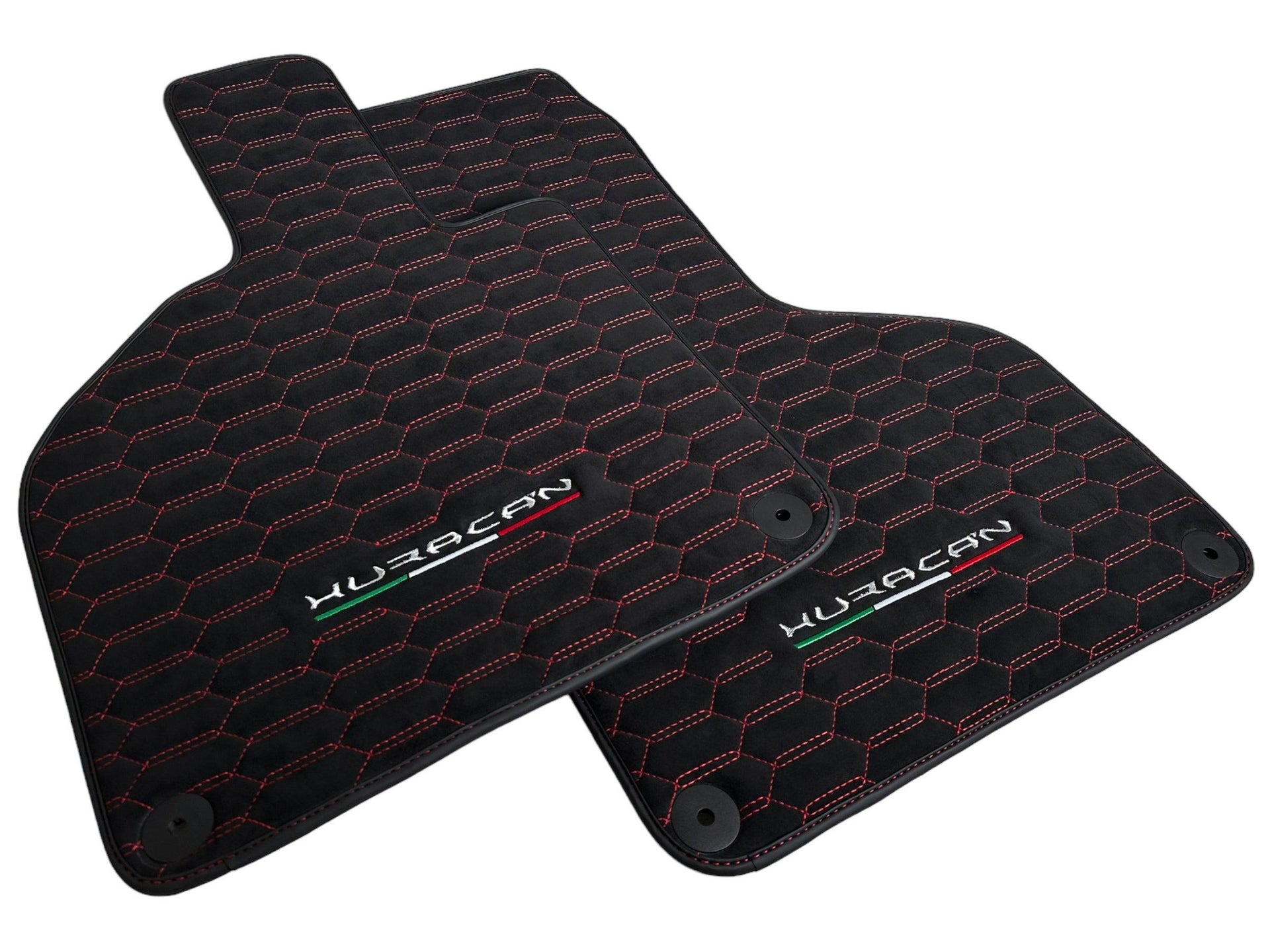 Alcantara Floor Mats for Lamborghini Huracan Red Sewing - AutoWin