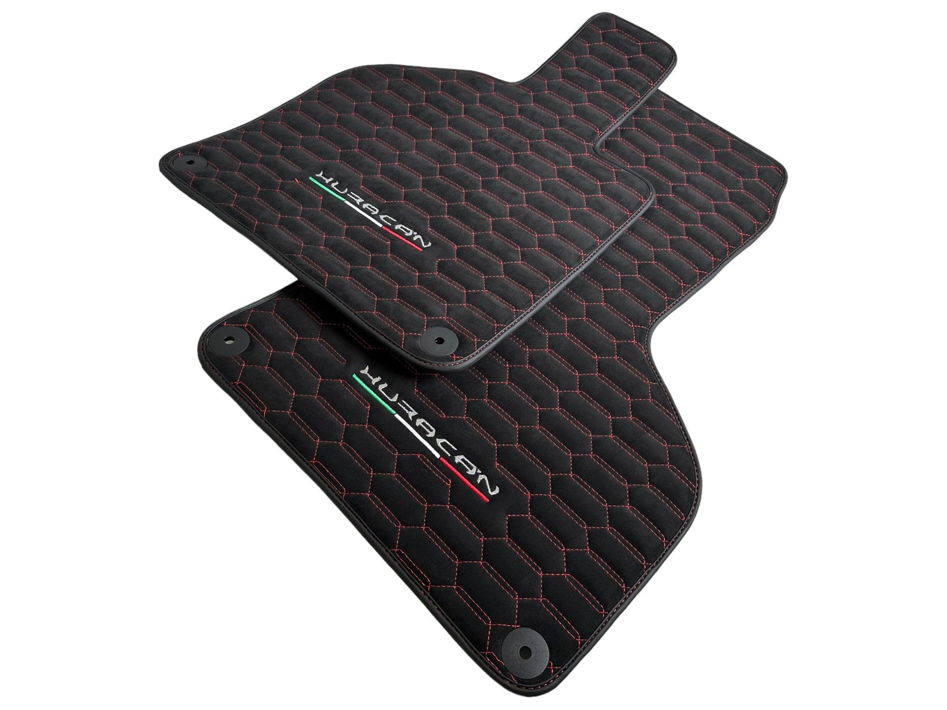 Alcantara Floor Mats for Lamborghini Huracan Red Sewing - AutoWin