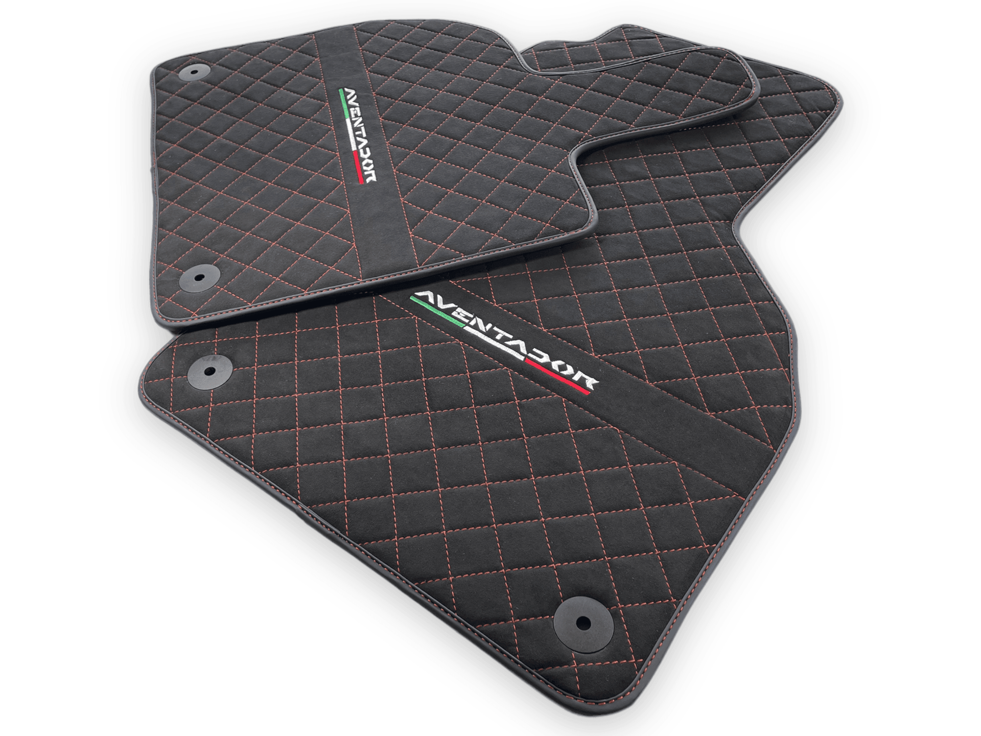 Alcantara Leather Floor Mats For Lamborghini Aventador | Red Stitching - AutoWin