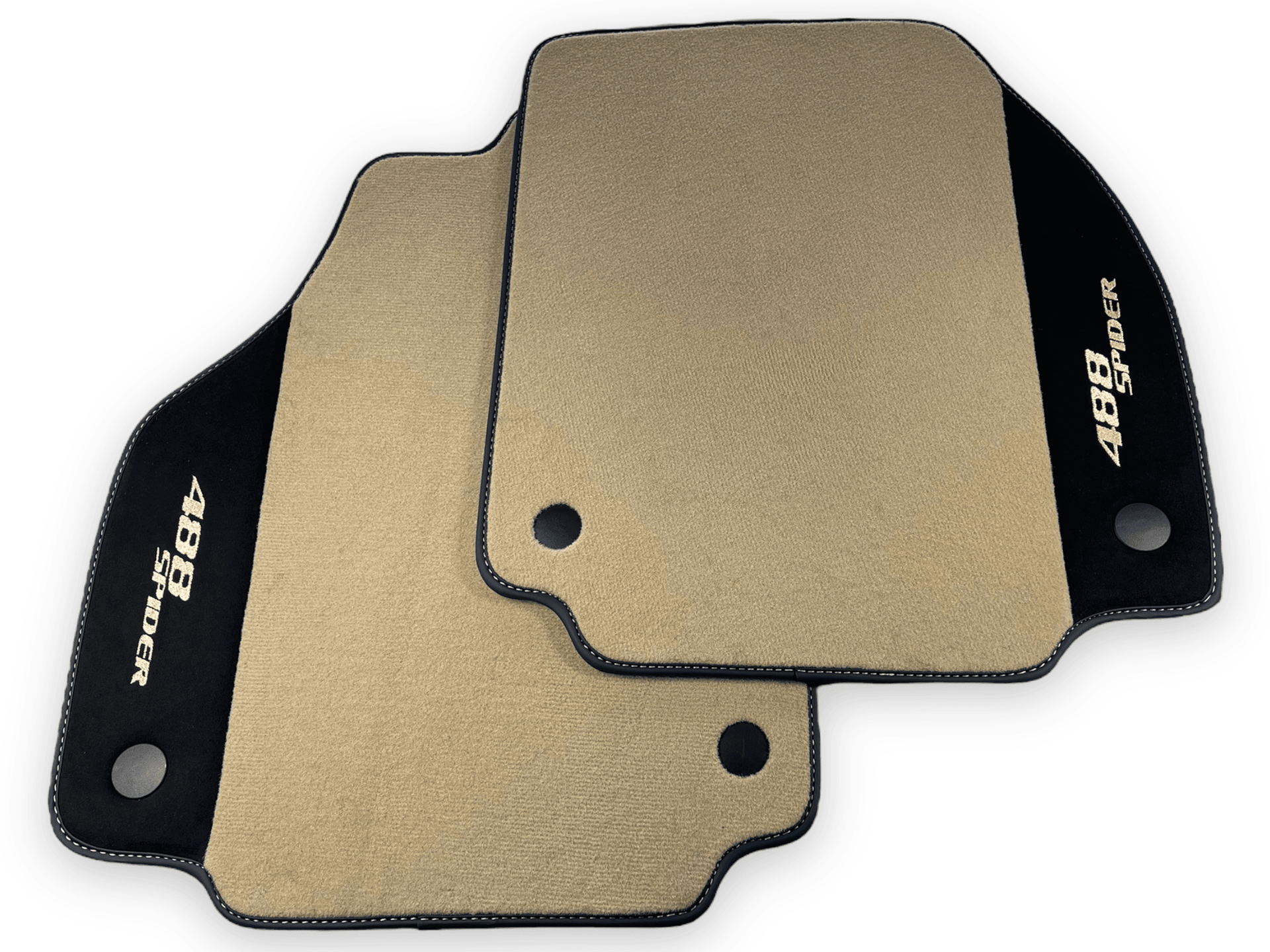 Beige Floor Mats For Ferrari 488 Spider 2015-2022 With Alcantara Leather - AutoWin
