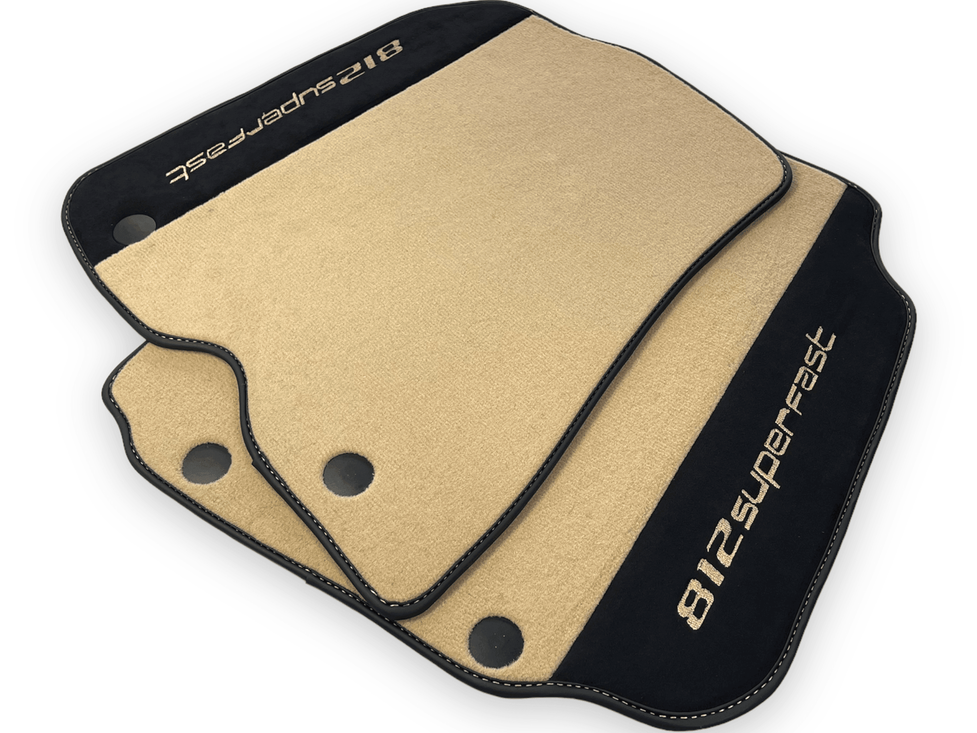 Beige Floor Mats For Ferrari 812 Superfast With Alcantara Leather - AutoWin
