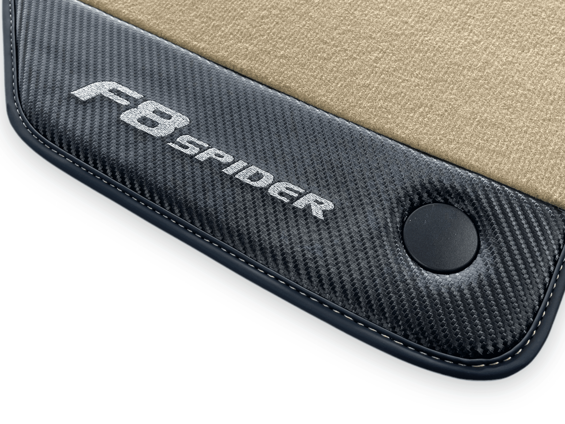 Beige Floor Mats For Ferrari F8 Spider 2019-2022 With Carbon Fiber Leather - AutoWin