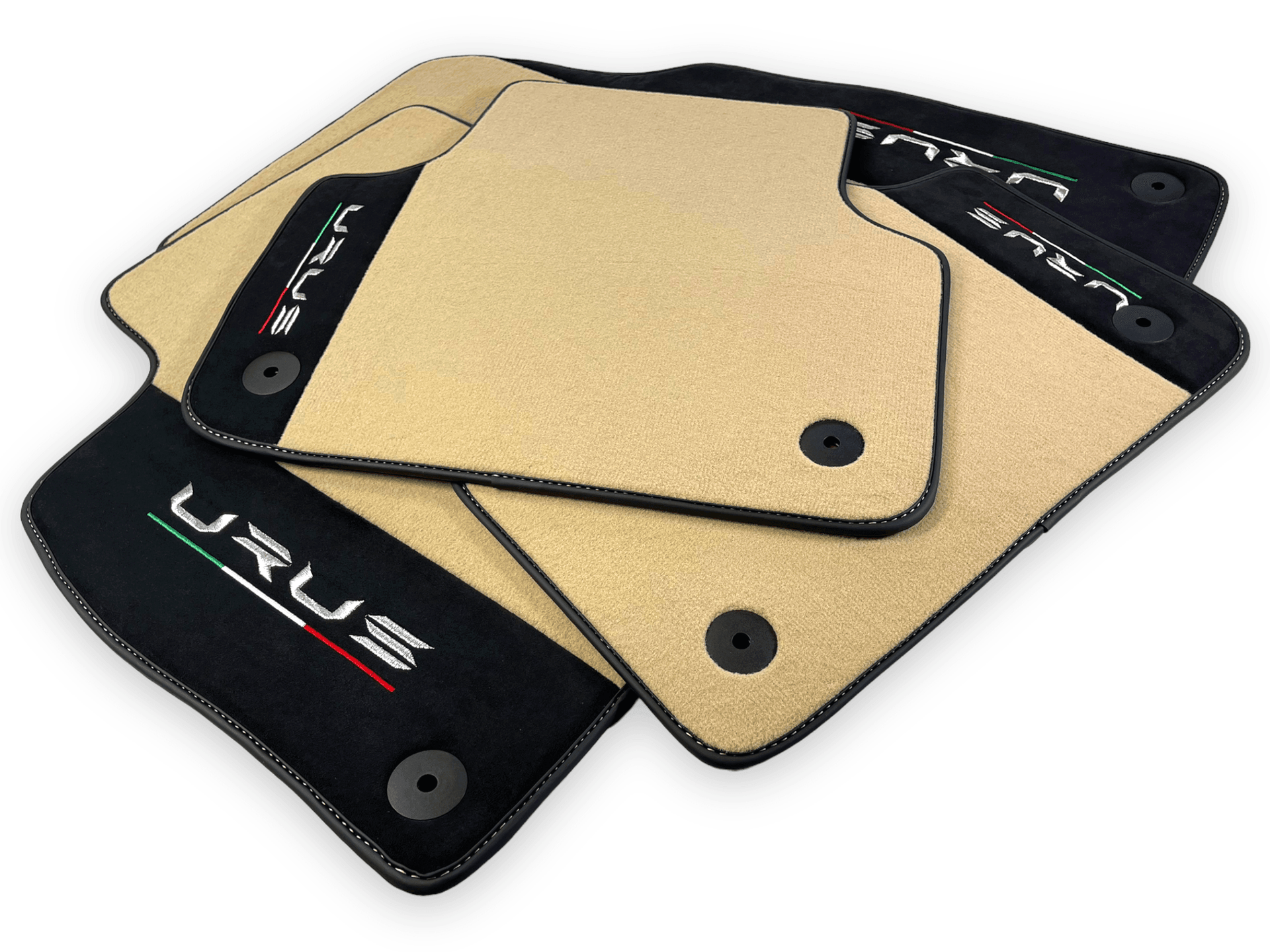 Beige Floor Mats For Lamborghini Urus With Alcantara Leather - AutoWin