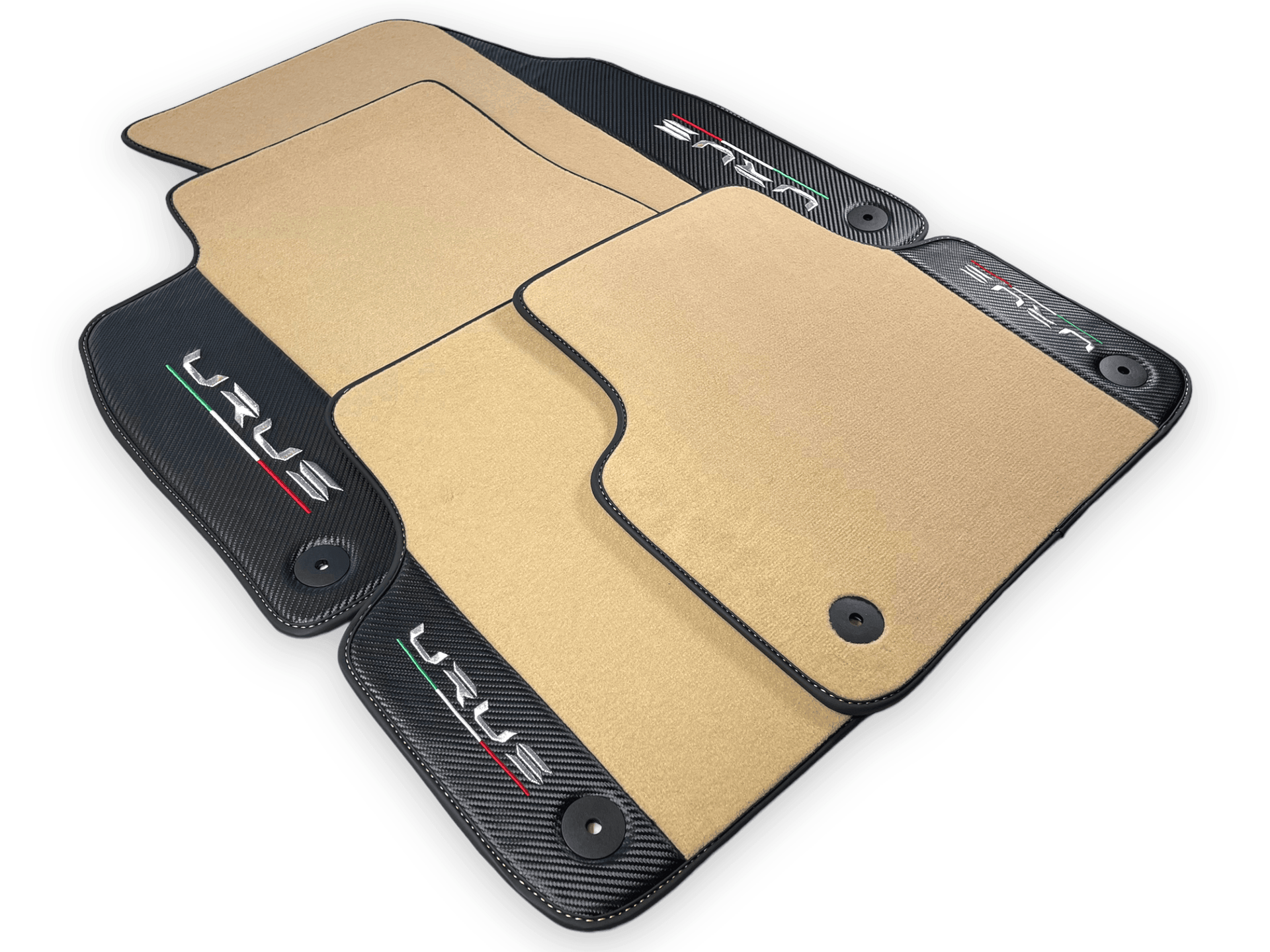 Beige Floor Mats For Lamborghini Urus With Carbon Leather - AutoWin
