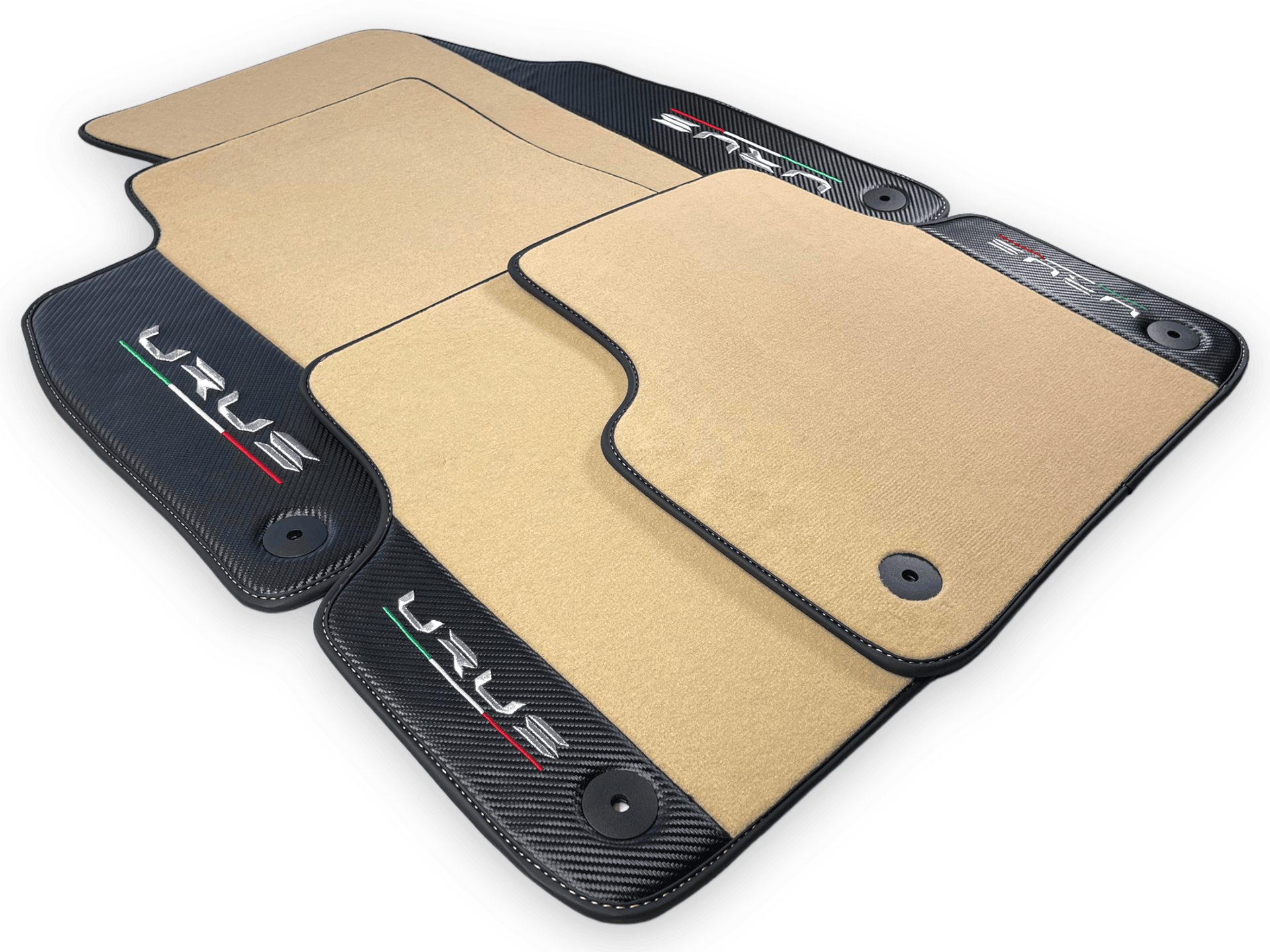 Beige Floor Mats For Lamborghini Urus With Carbon Leather - AutoWin