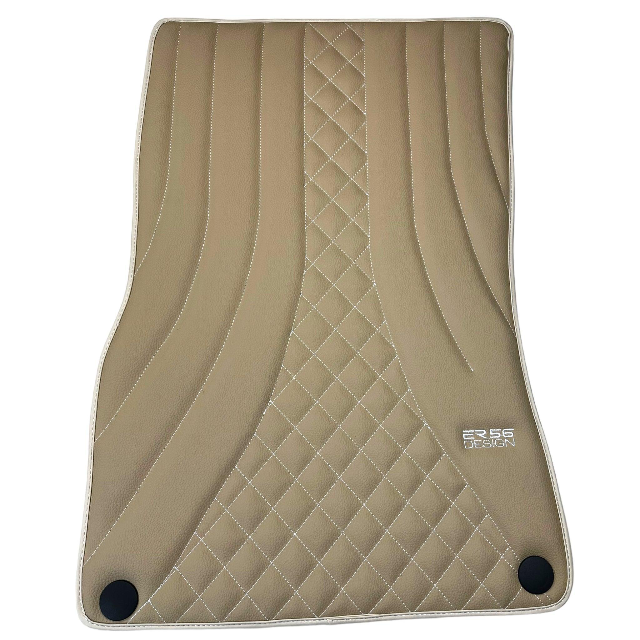 Beige Leather Floor Mats For Mercedes Benz S-Class V223 (2021-2023) Hybrid | ER56 Design - AutoWin