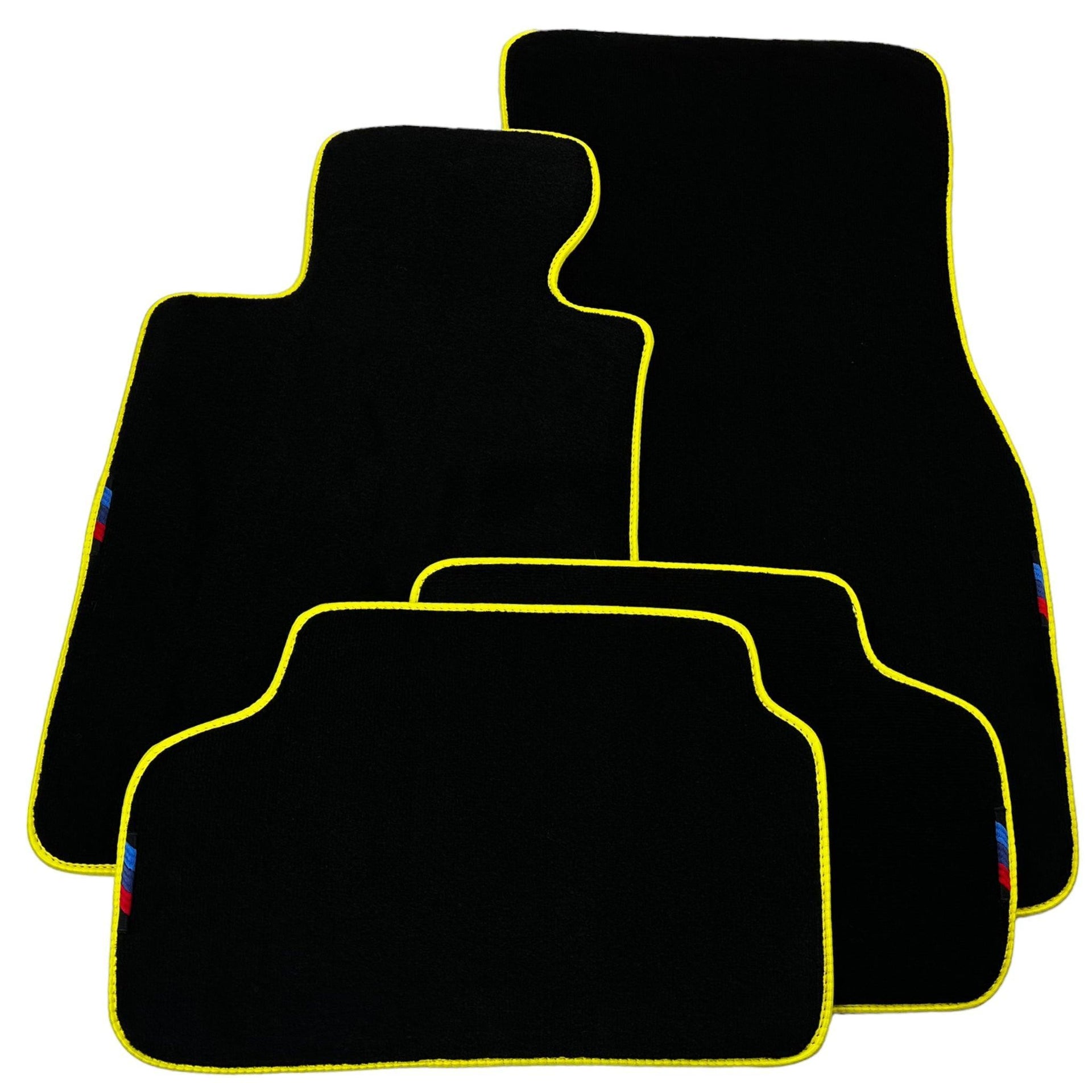 Black Floor Mats For BMW 1 Series E82 | Yellow Trim - AutoWin