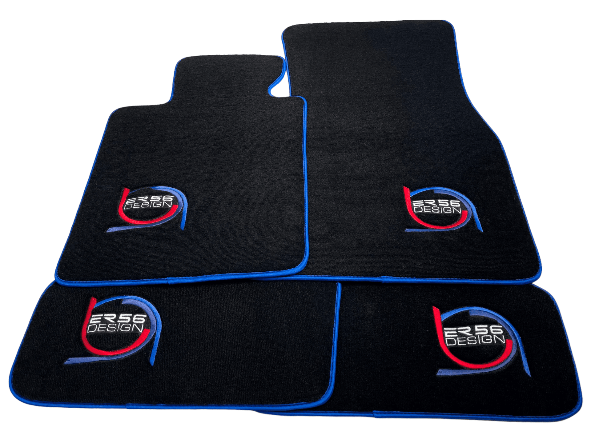 Black Floor Mats For BMW M6 E64 Convertible ER56 Design Limited Edition Blue Trim - AutoWin
