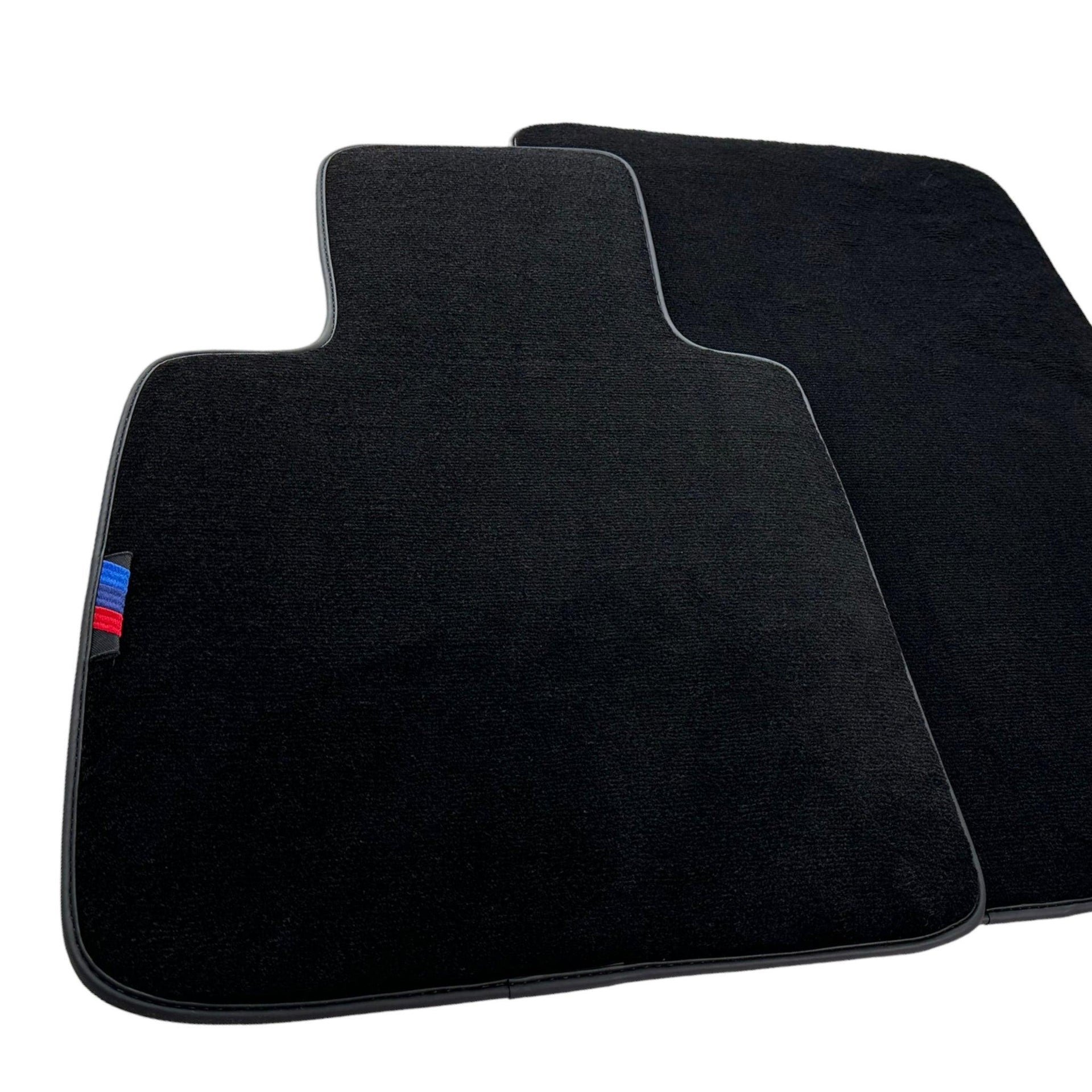 Black Floor Mats For BMW Z4 Series E85 Convertible (2003-2008) With 3 Color Stripes Tailored Set Perfect Fit - AutoWin