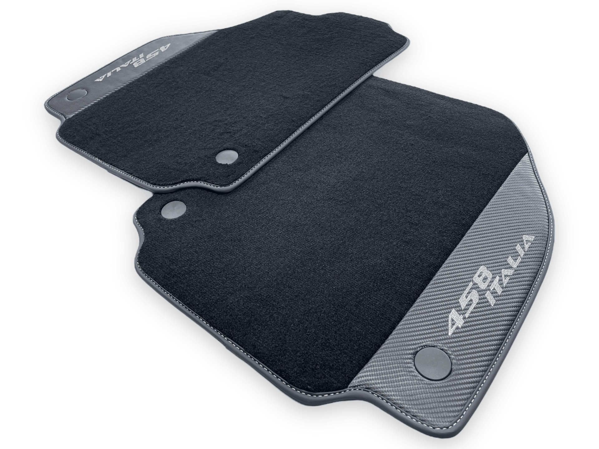 Black Floor Mats For Ferrari 458 Italia 2009-2015 With Carbon Fiber Leather - AutoWin