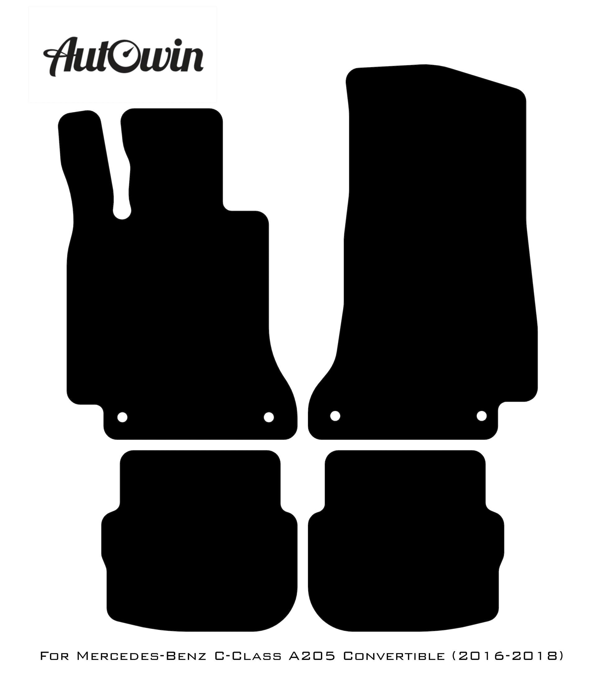 Black Floor Mats For Mercedes Benz C-Class A205 Convertible (2016-2018) | Fighter Jet Edition - AutoWin