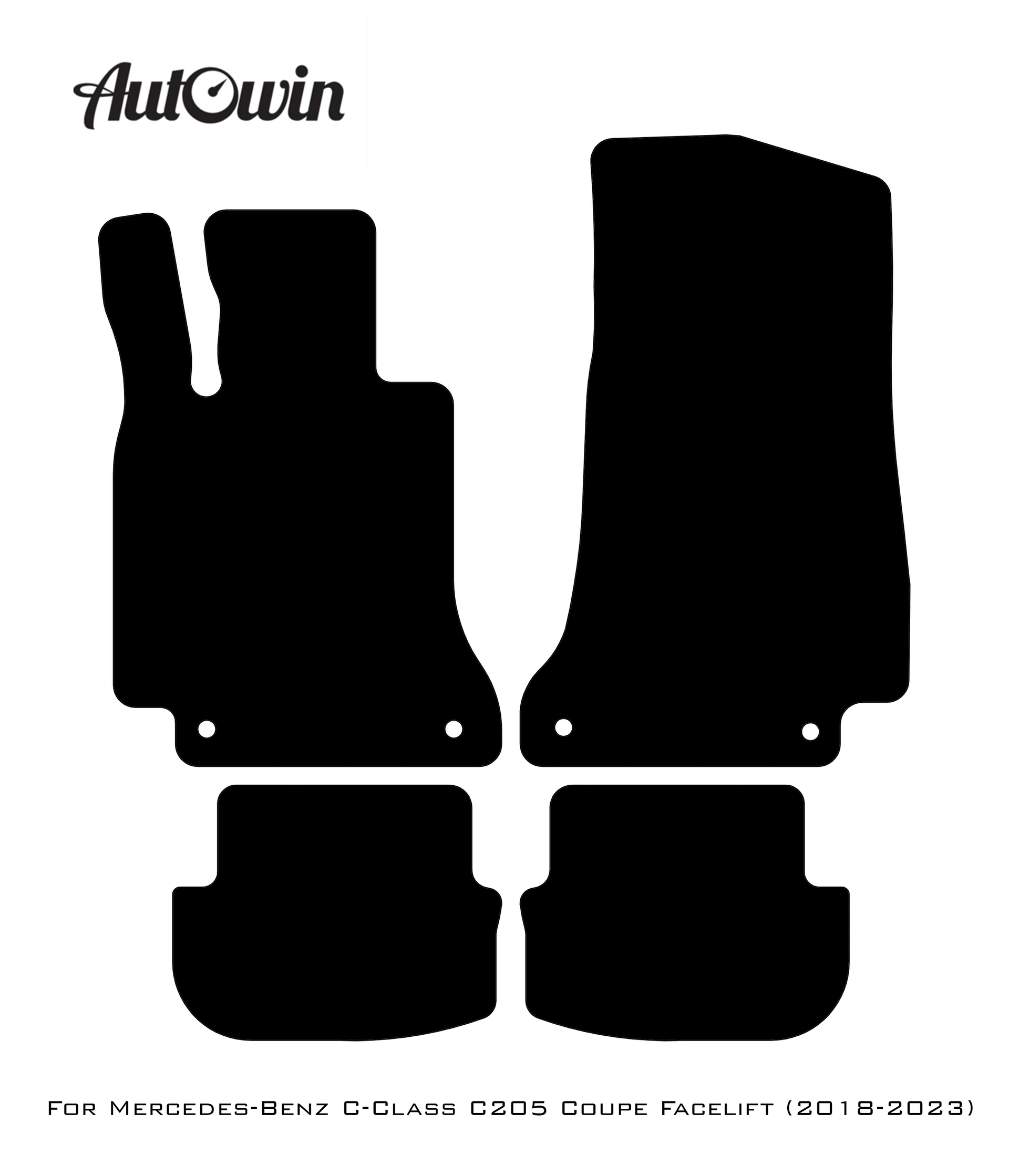 Black Floor Mats For Mercedes Benz C-Class C205 Coupe Facelift (2018-2023) | AutoWin Edition - AutoWin