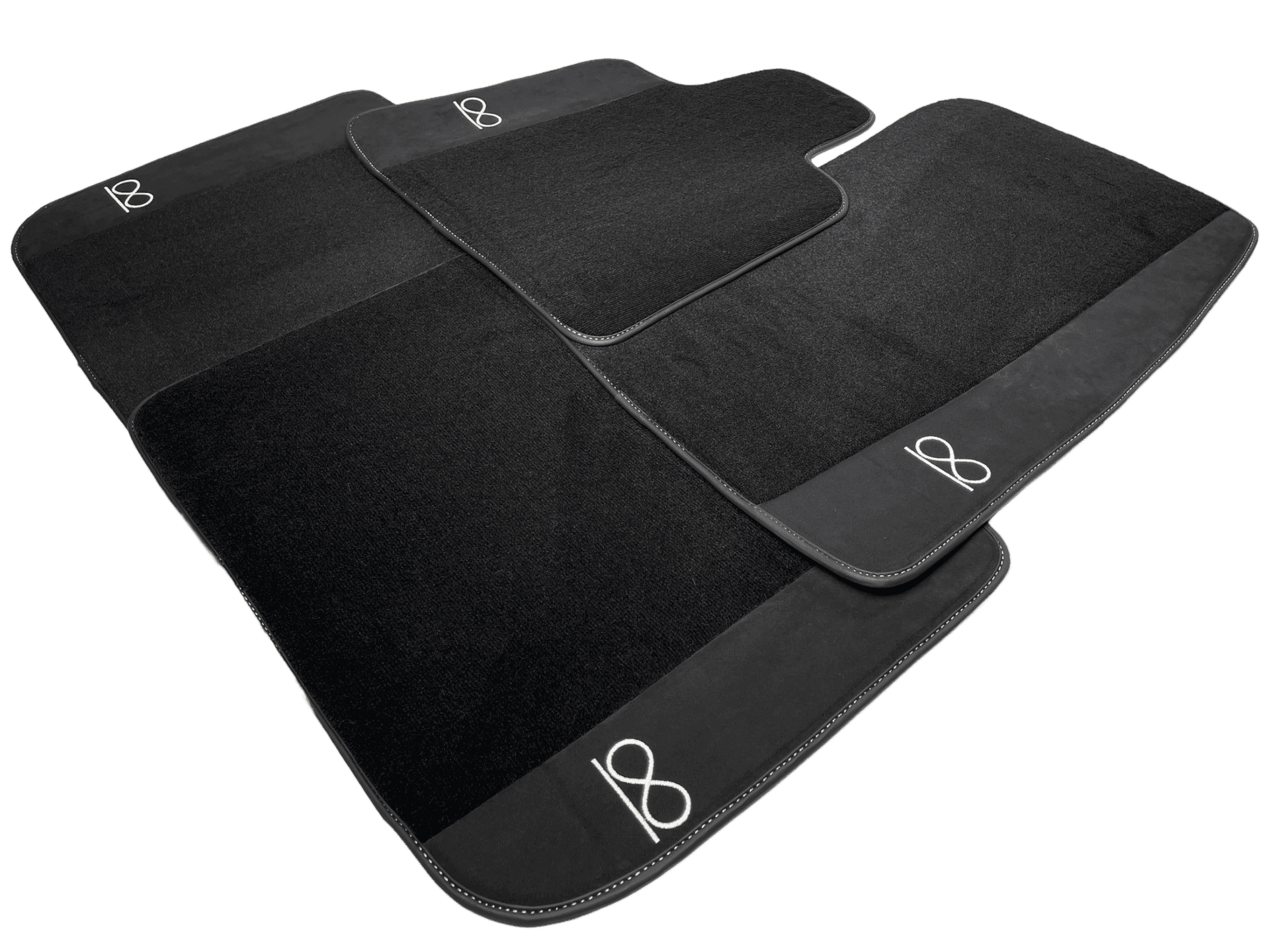 Black Floor Mats For Rolls Royce Black Badge Ghost Fluorescent Logo - AutoWin