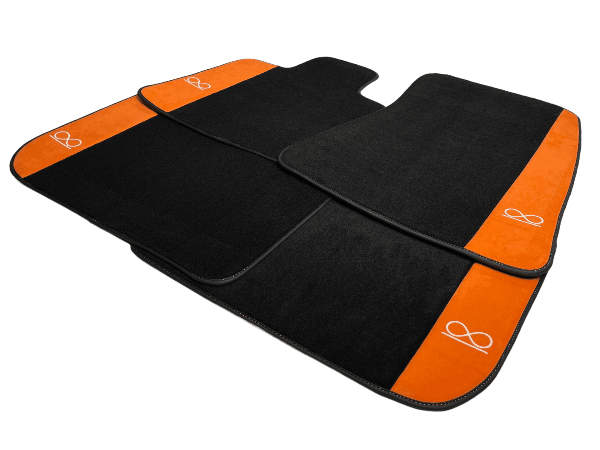 Black Floor Mats For Rolls Royce Black Badge Phantom Orange Alcantara - AutoWin