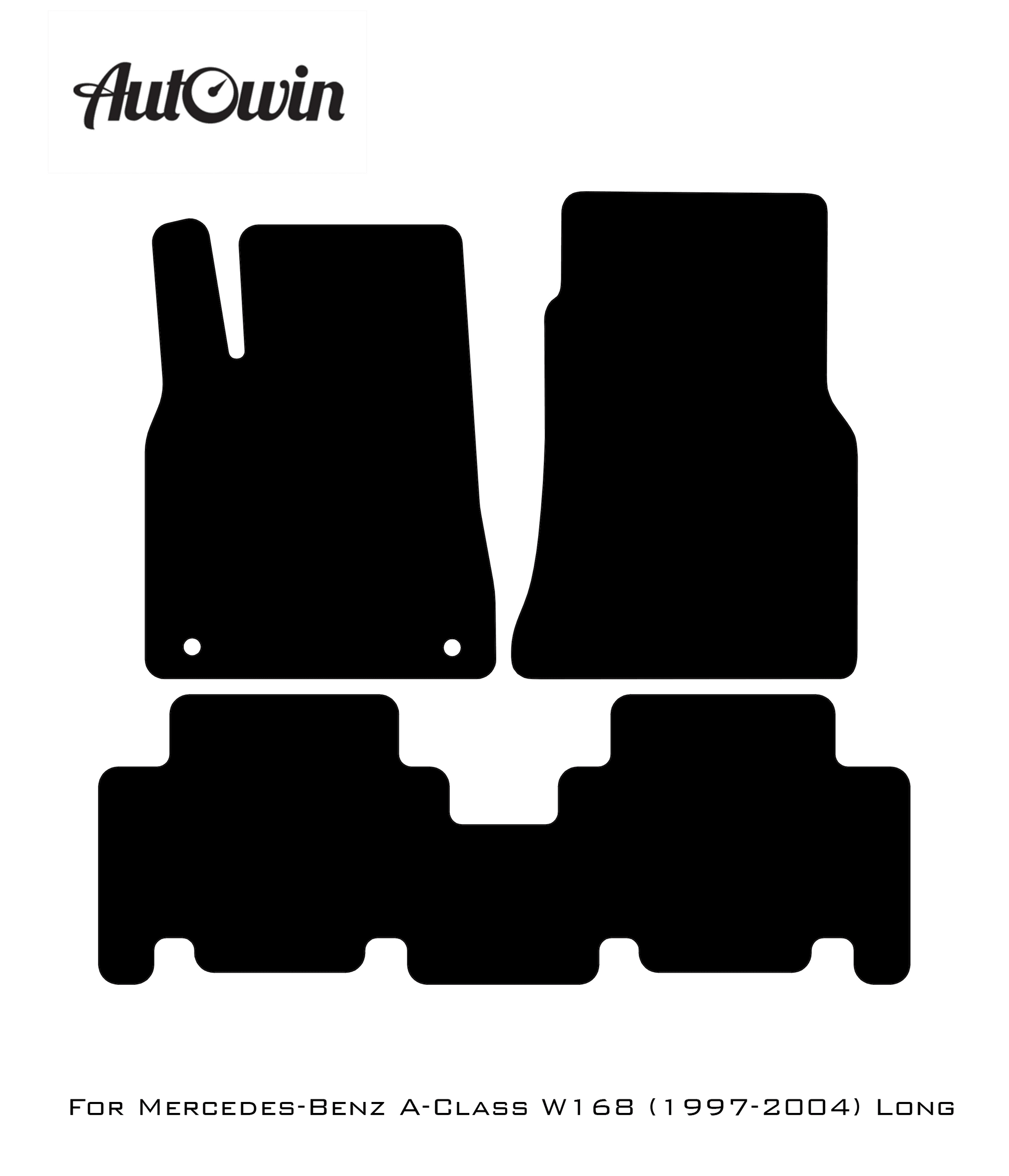 Black Luxury Floor Mats For Mercedes Benz A-Class W168 (1997-2004) | ER56 Design - AutoWin