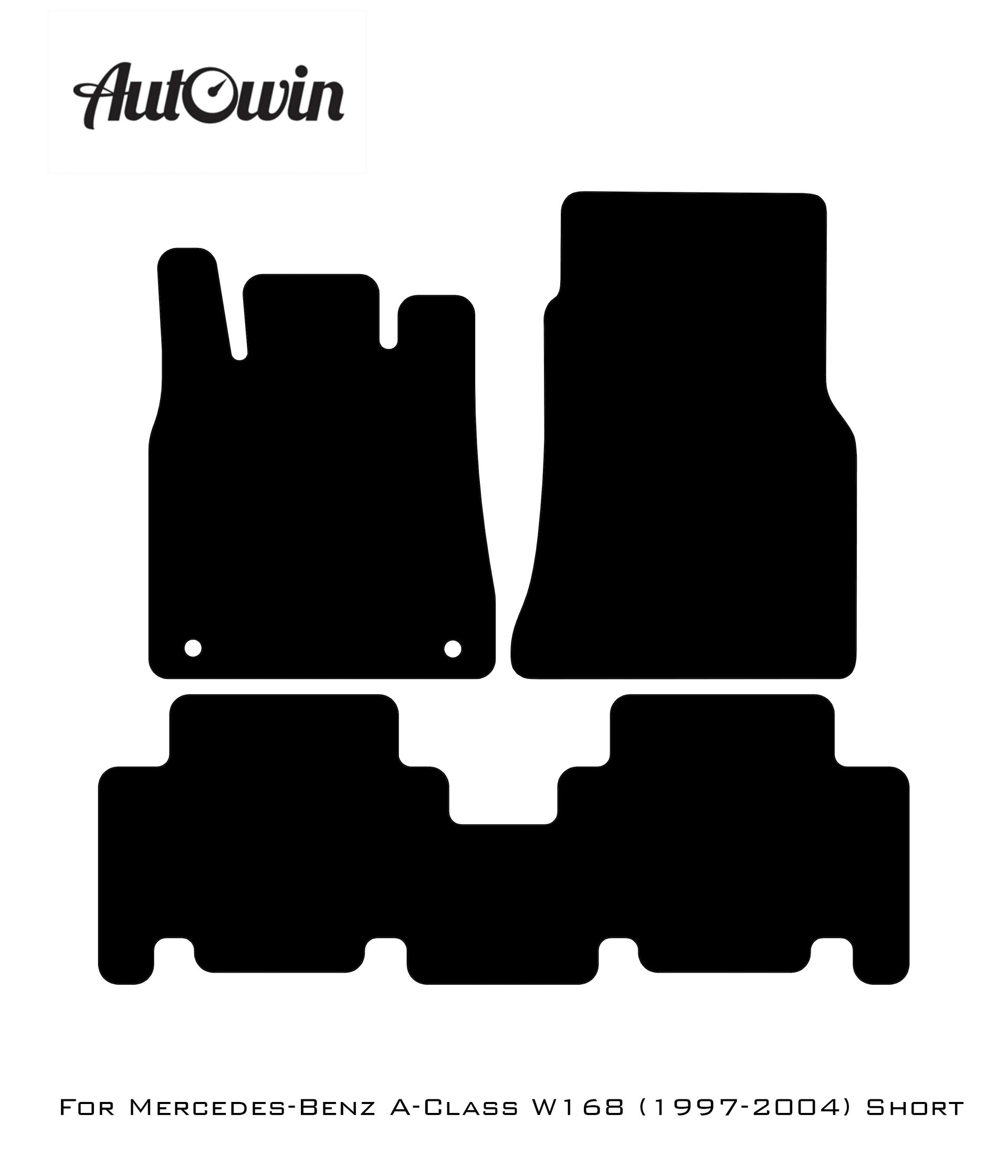 Black Luxury Floor Mats For Mercedes Benz A-Class W168 (1997-2004) | ER56 Design - AutoWin