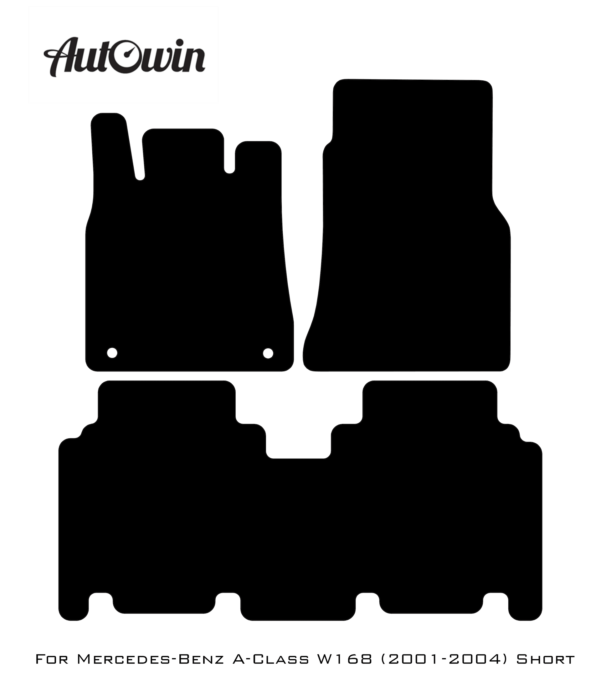Black Luxury Floor Mats For Mercedes Benz A-Class W168 (2001-2004) | ER56 Design - AutoWin