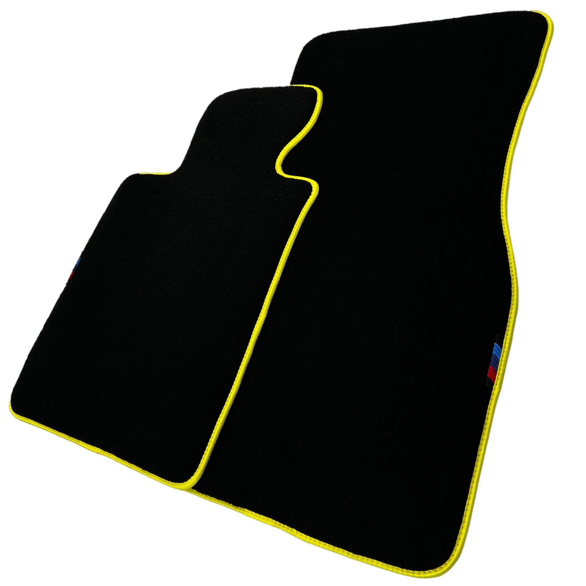Black Mats For BMW 5 Series E28 Sedan | Yellow Trim - AutoWin