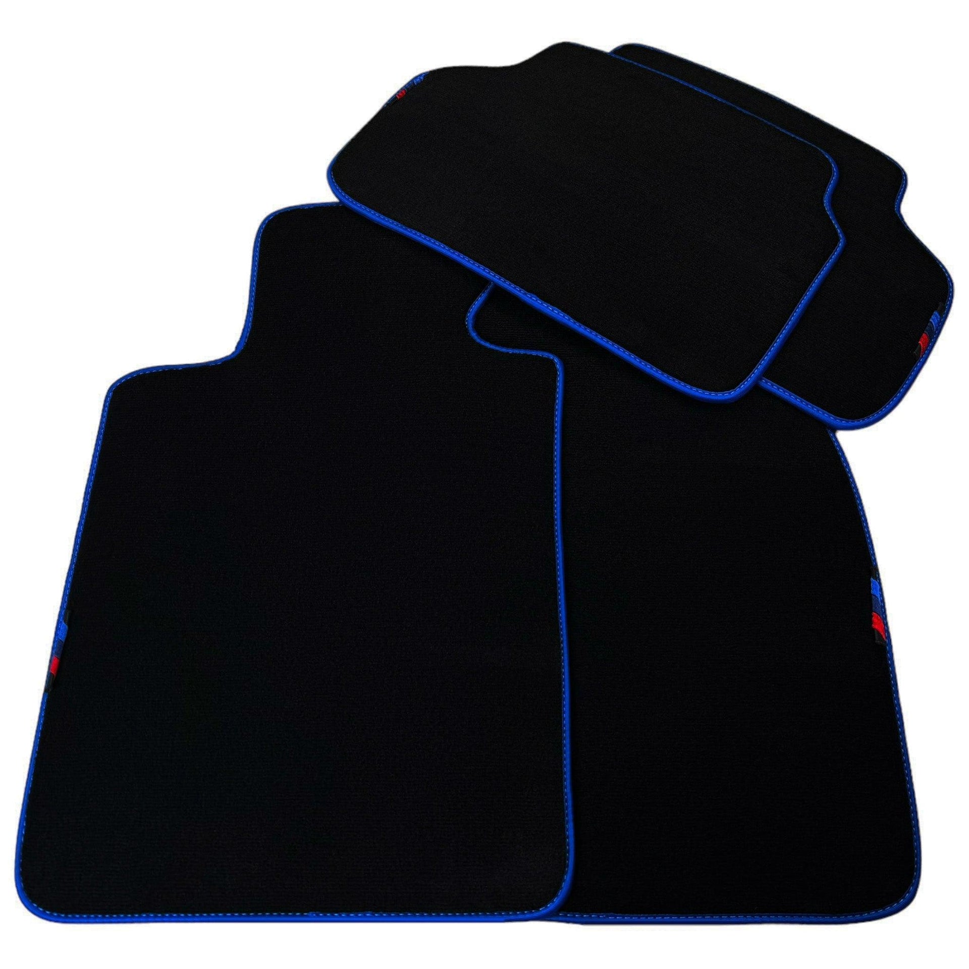 Black Mats For BMW 5 Series E61 Wagon | Blue Trim - AutoWin