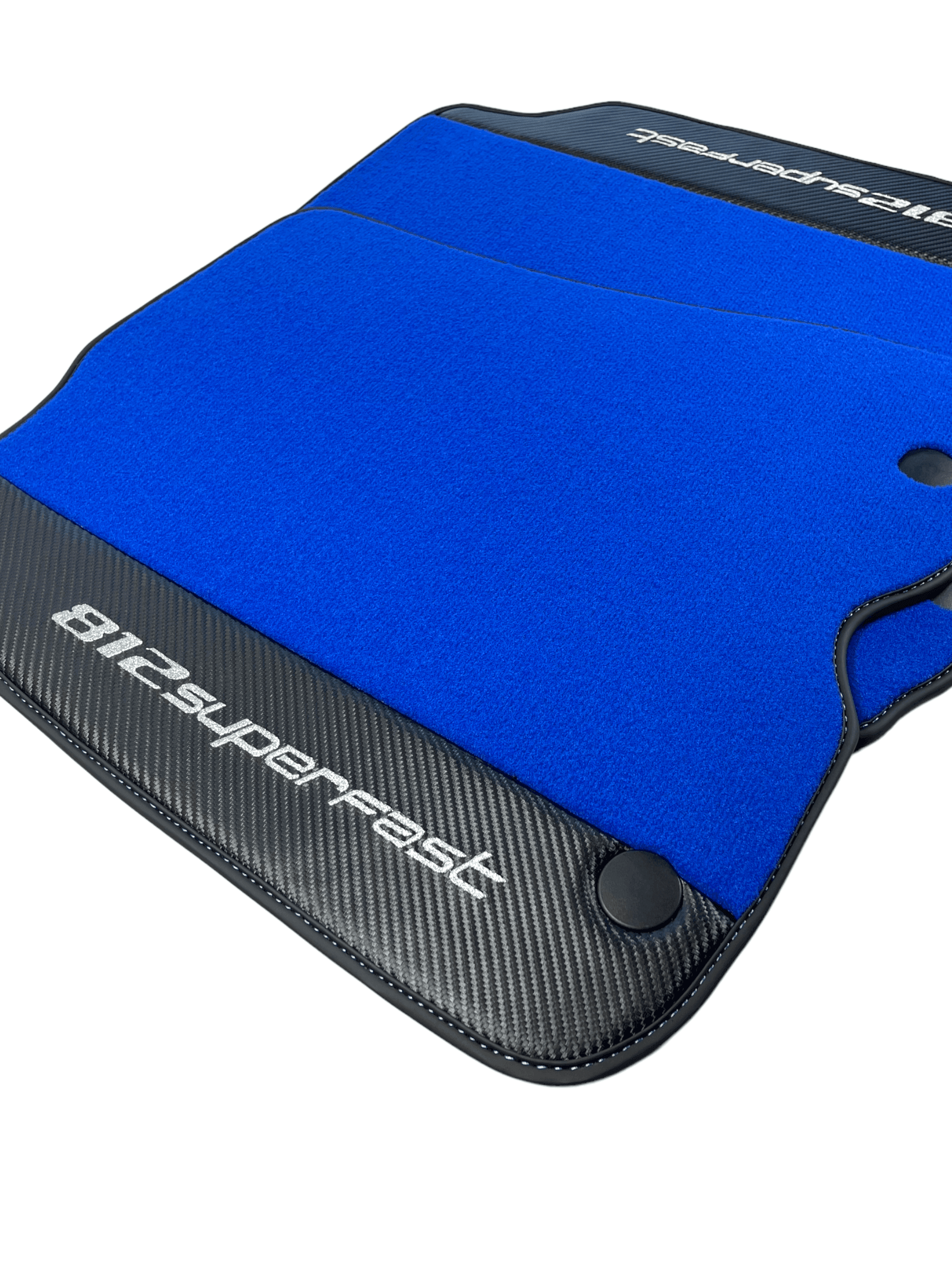 Blue Floor Mats For Ferrari 812 Superfast With Carbon Fiber Leather - AutoWin