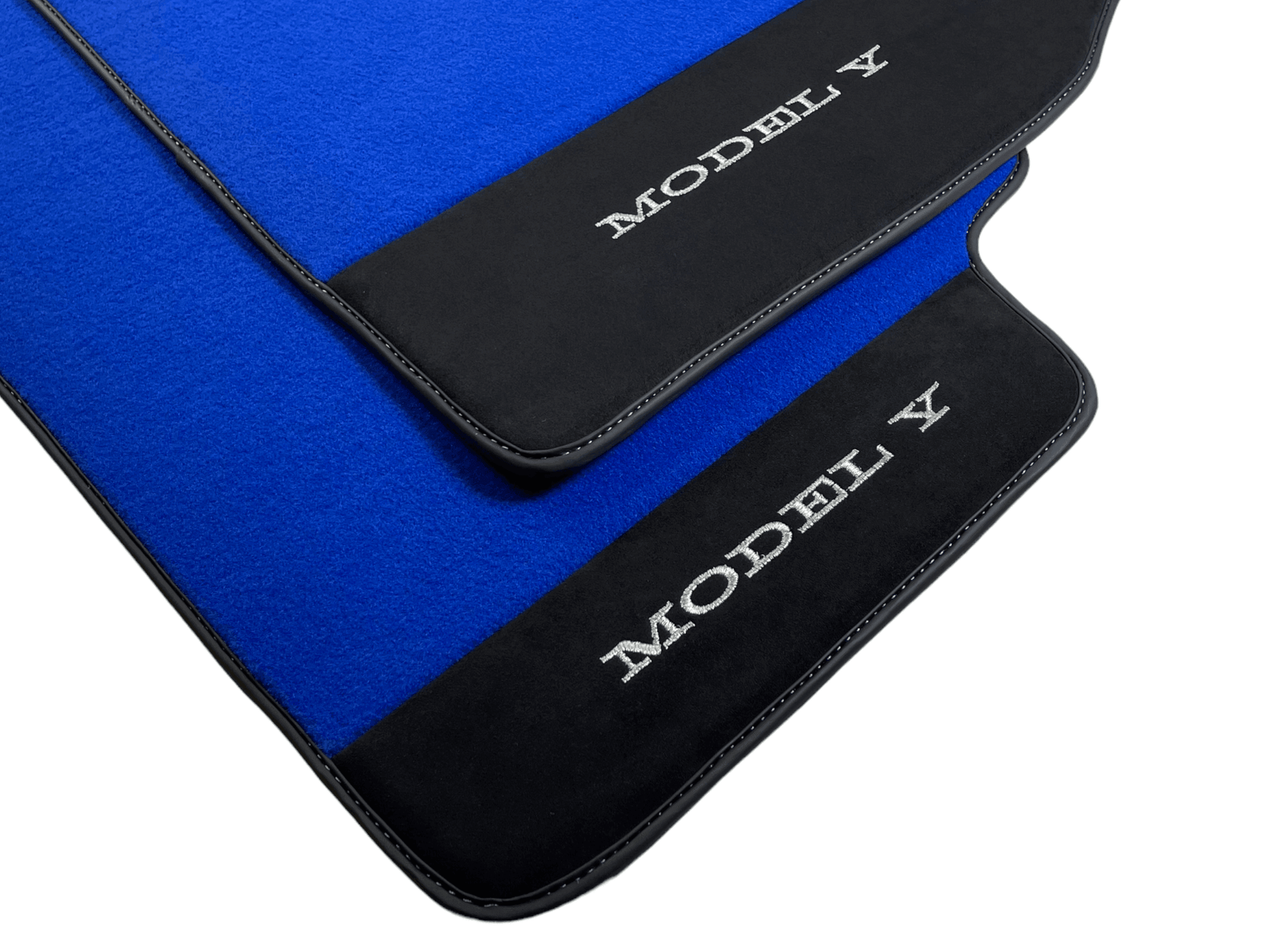 Blue Floor Mats For Tesla Model Y With Alcantara Leather - AutoWin