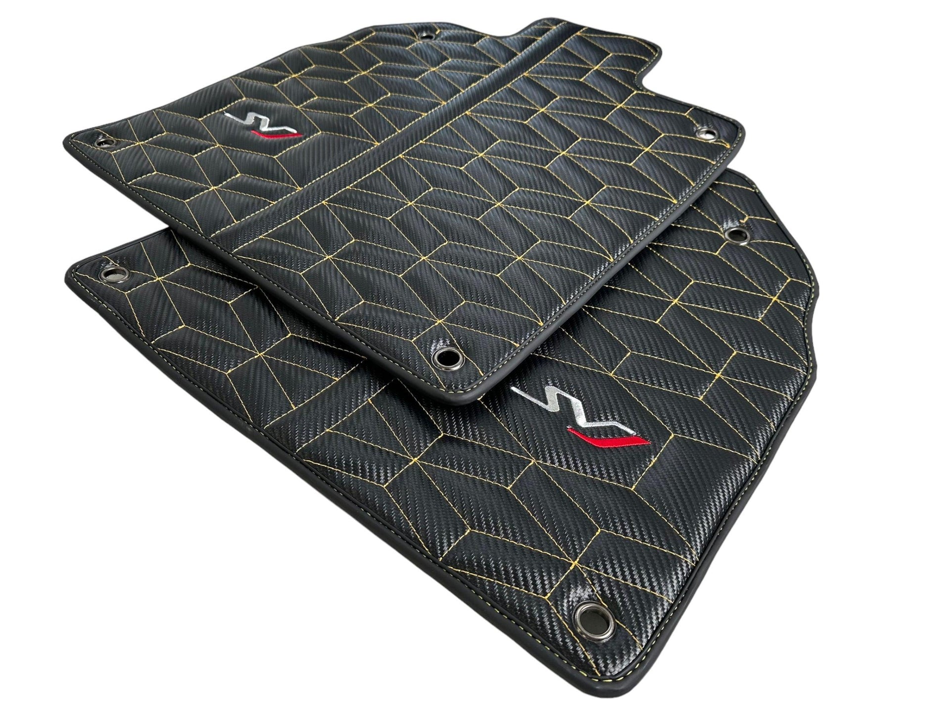Carbon Leather Floor Mats for Lamborghini Aventador SVJ Limited Edition - AutoWin